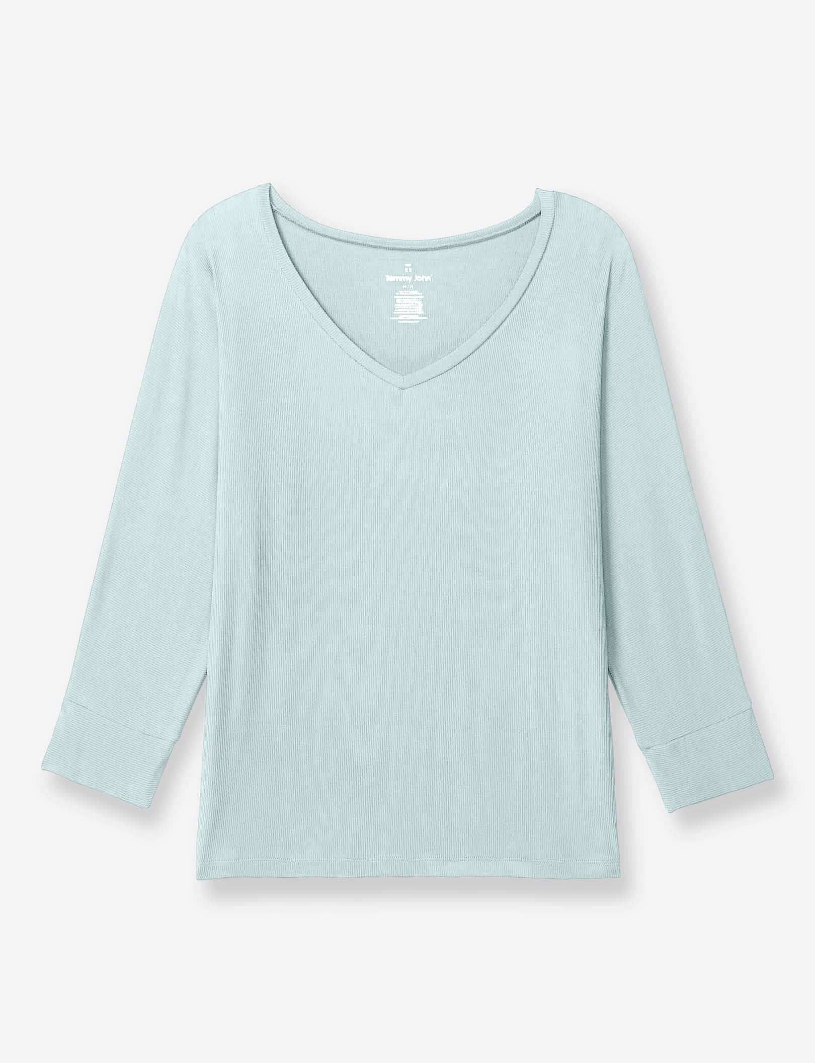 Women’s Second Skin Micro Rib V-Neck Sleep Tee::Blue Haze Micro Rib
