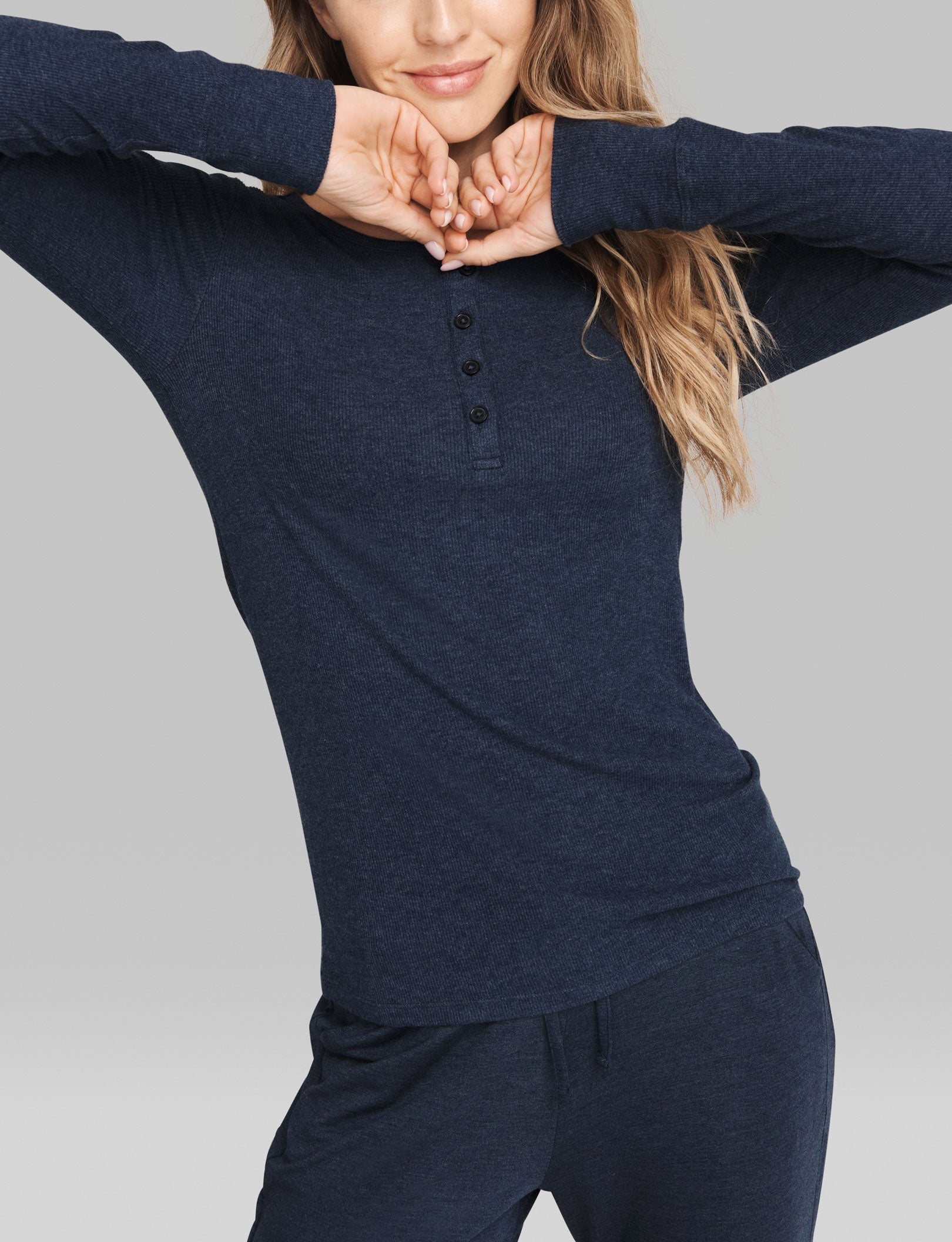 Women's Lounge Henley::Dress Blues Heather