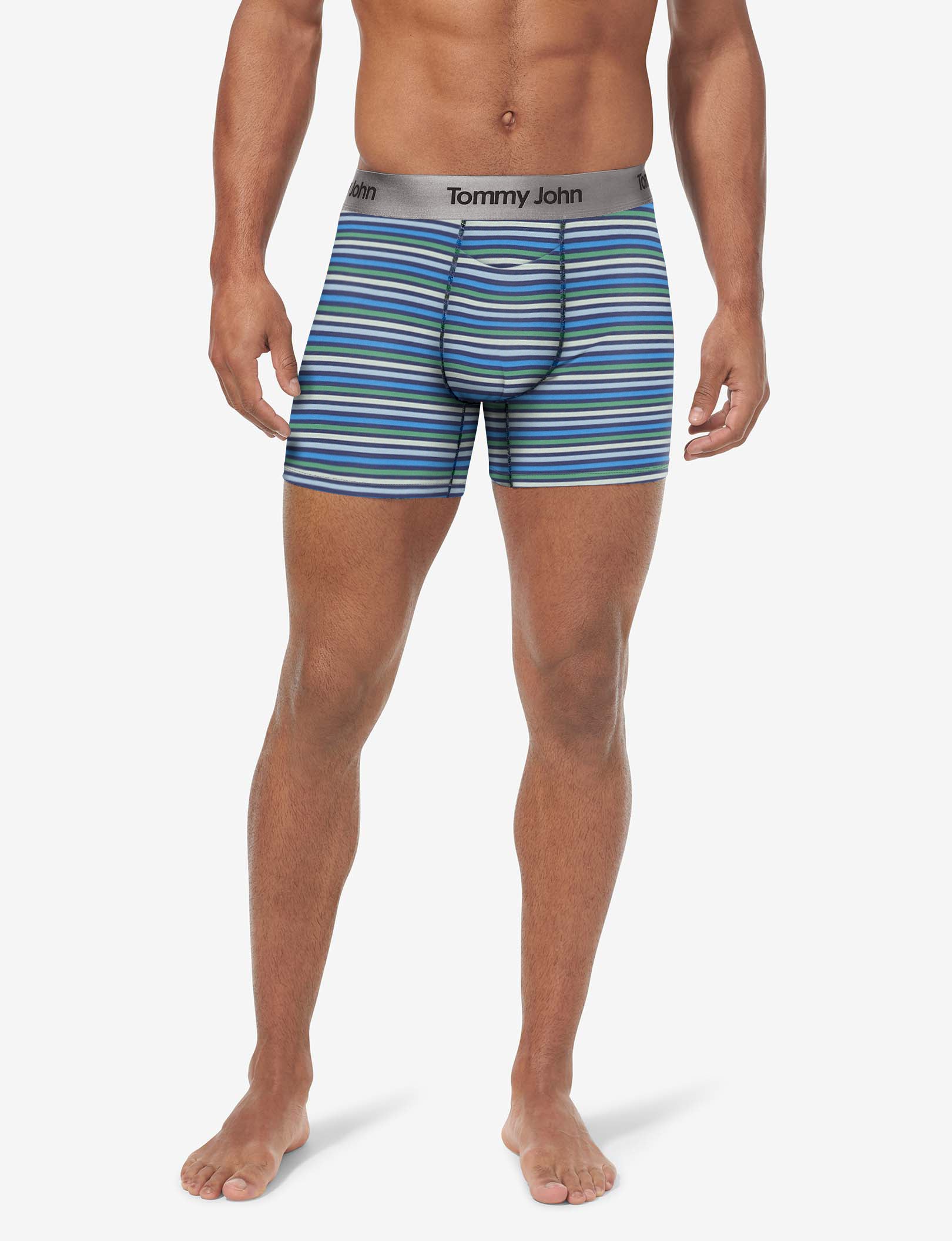 Second Skin Trunk 4"::Estate Blue Globe Stripe