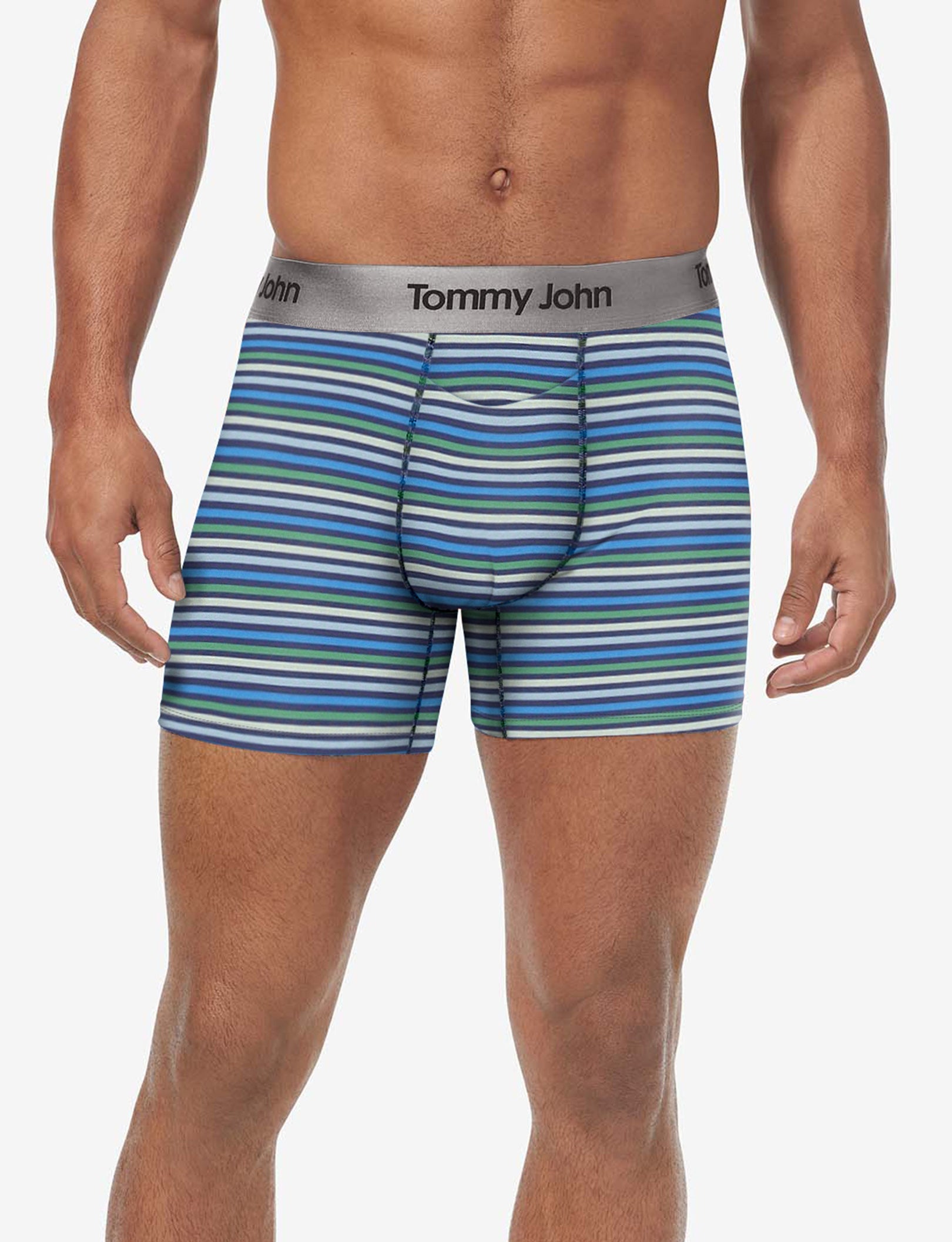 Second Skin Trunk 4"::Estate Blue Globe Stripe