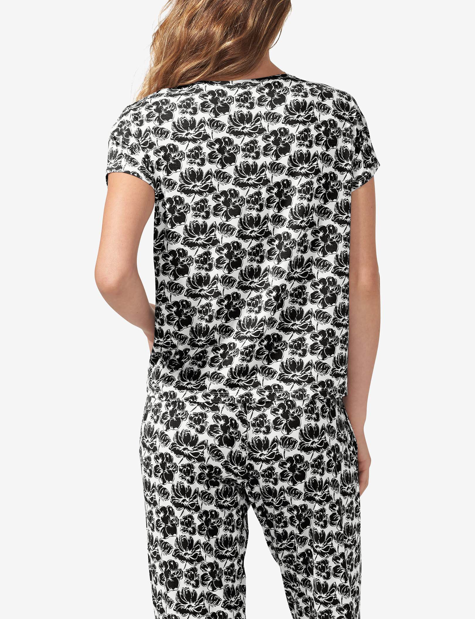 Women's Second Skin Sleep Tee::Black Etched Floral