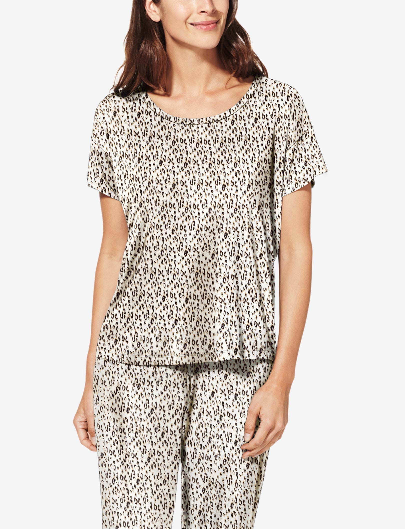Women's Second Skin Sleep Tee::Natural Leopard