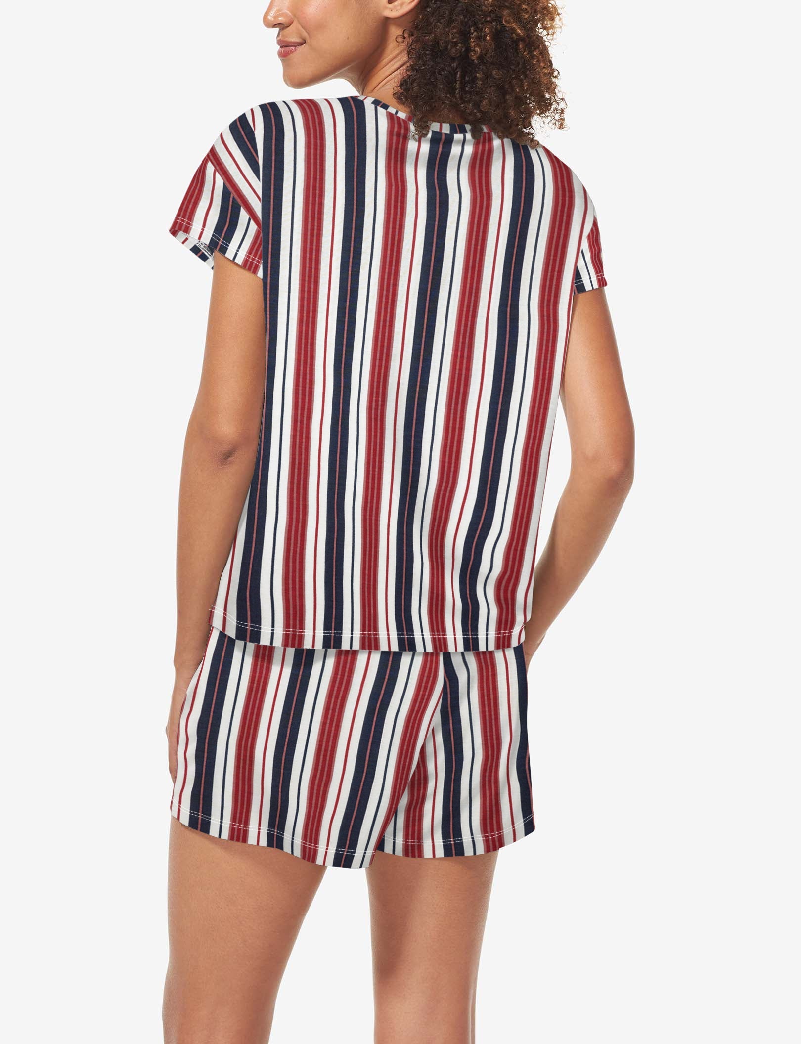 Women's Second Skin Sleep Tee::July Pinstripe
