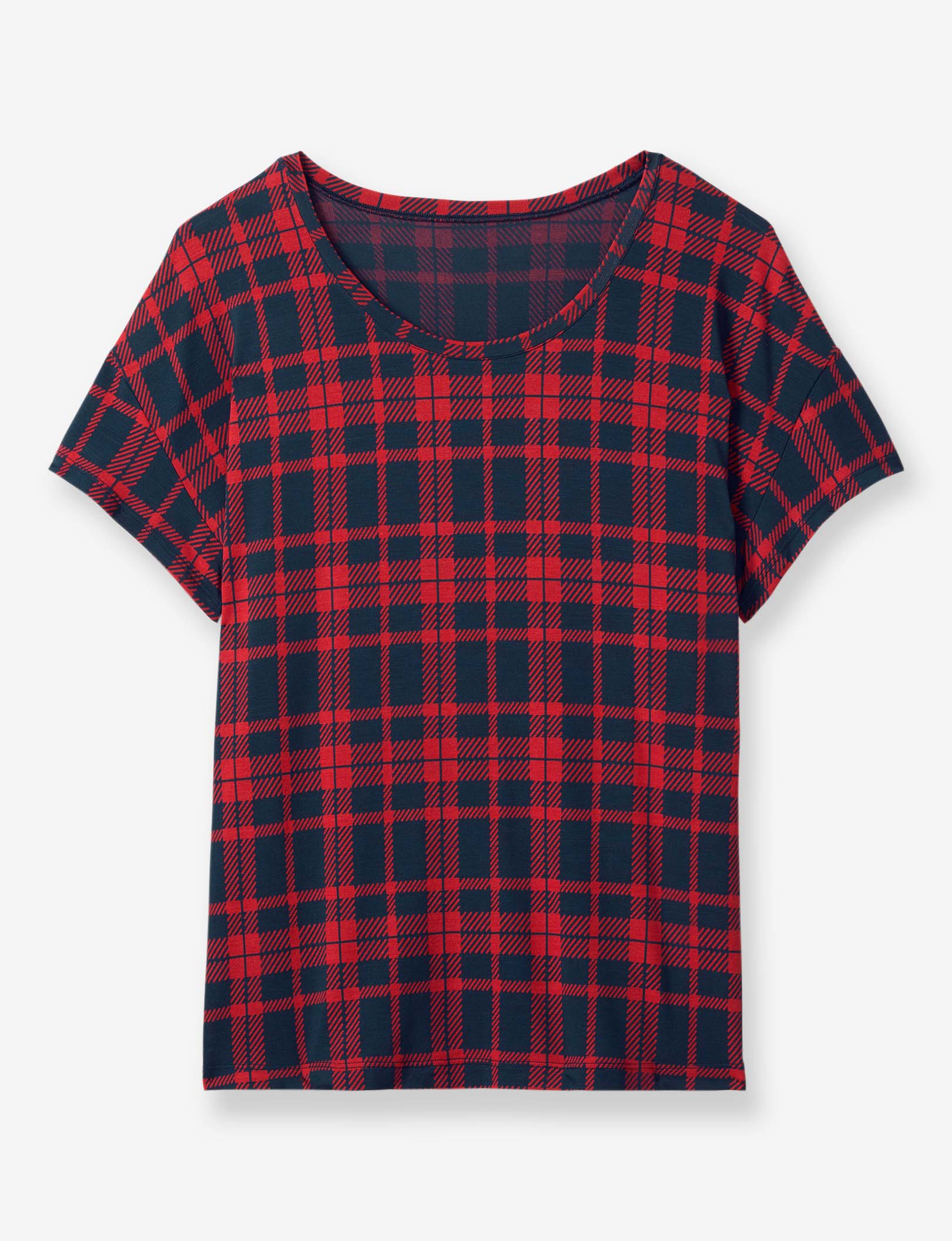 Women's Second Skin Sleep Tee::Night Sky/Cocoa Plaid
