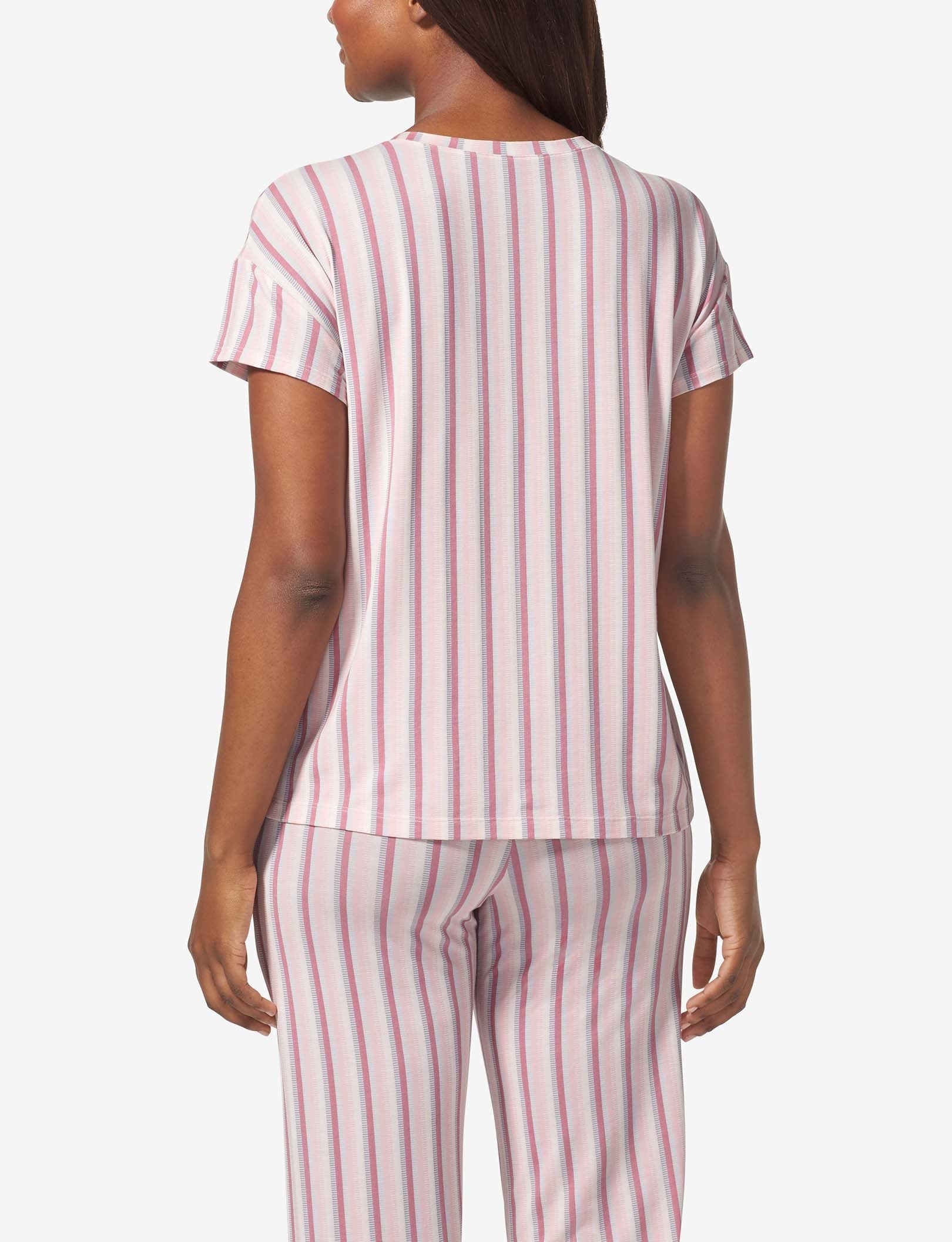 Women's Second Skin Sleep Tee::Foxglove Fringe Stripe