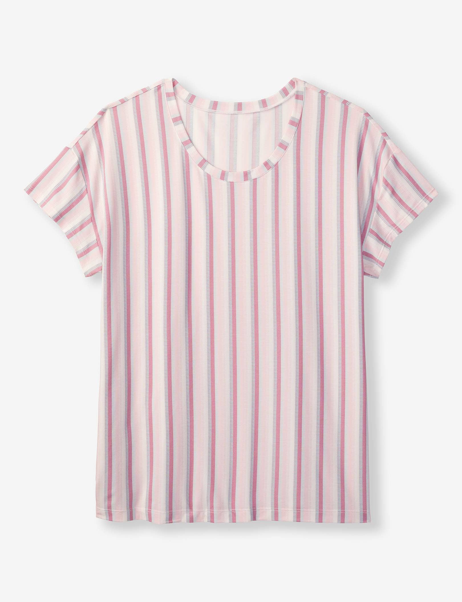 Women's Second Skin Sleep Tee::Foxglove Fringe Stripe