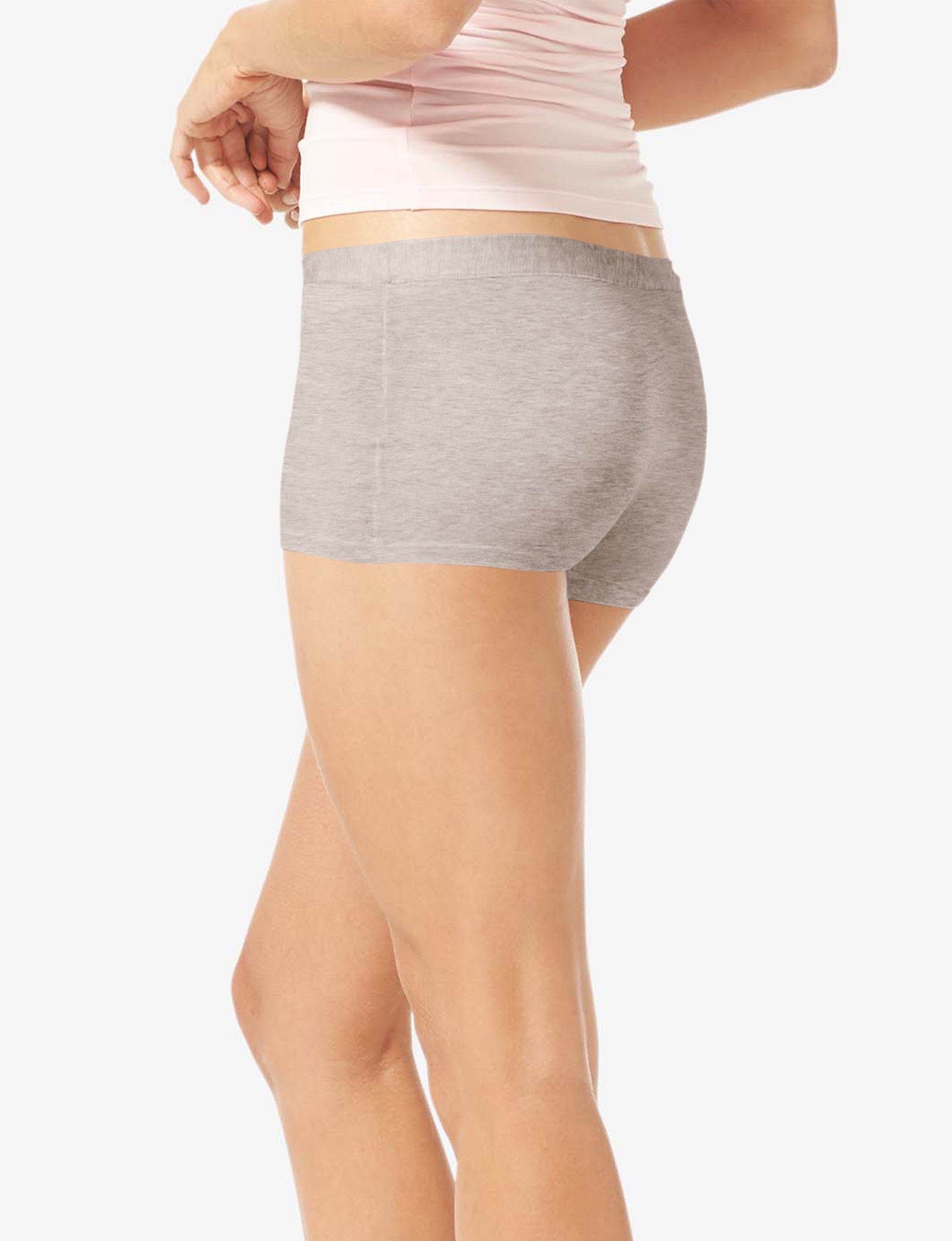 Women's Second Skin Boyshort::Dove Heather
