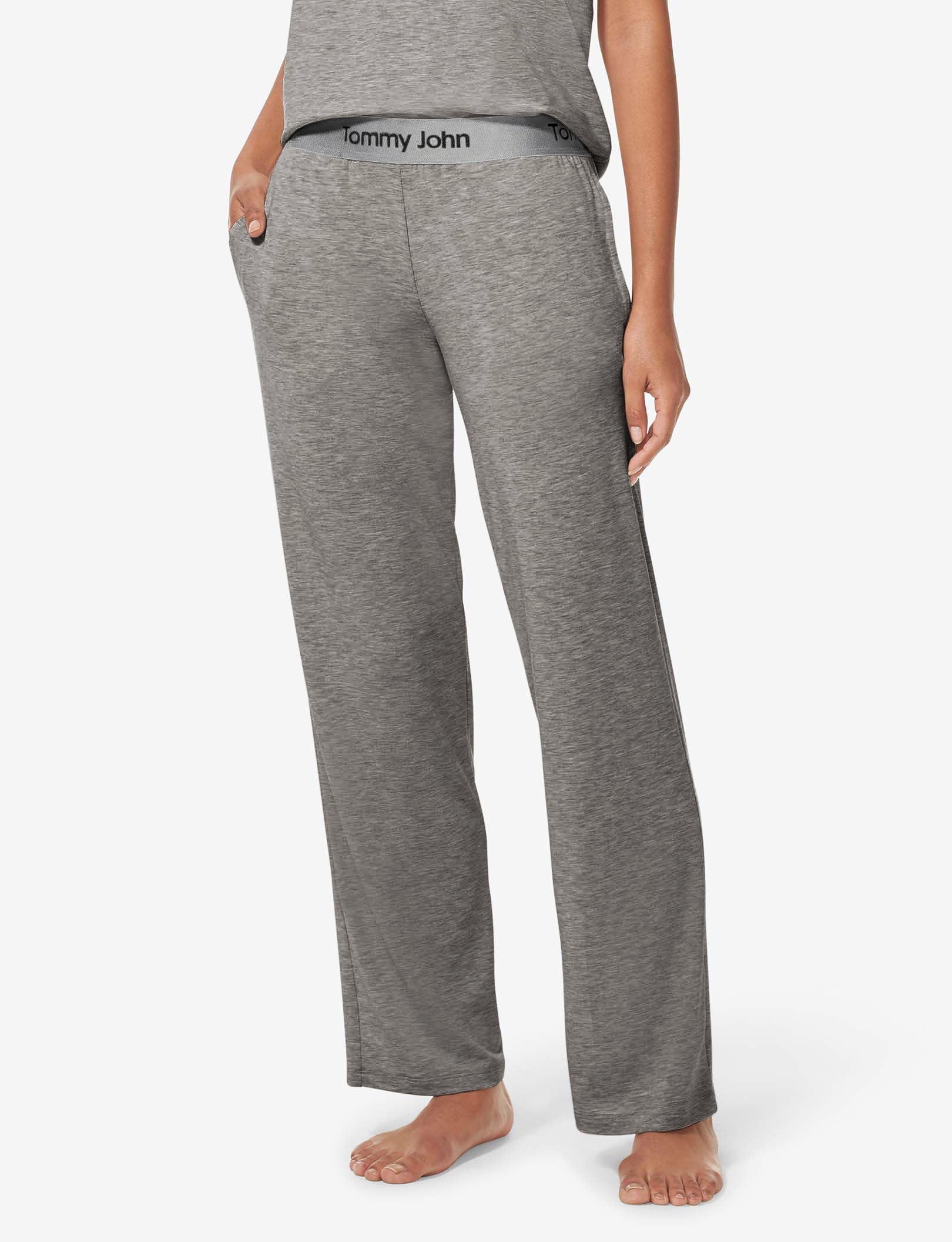 Women's Second Skin Sleep Tee & Pant Basic Set::Medium Heather Grey