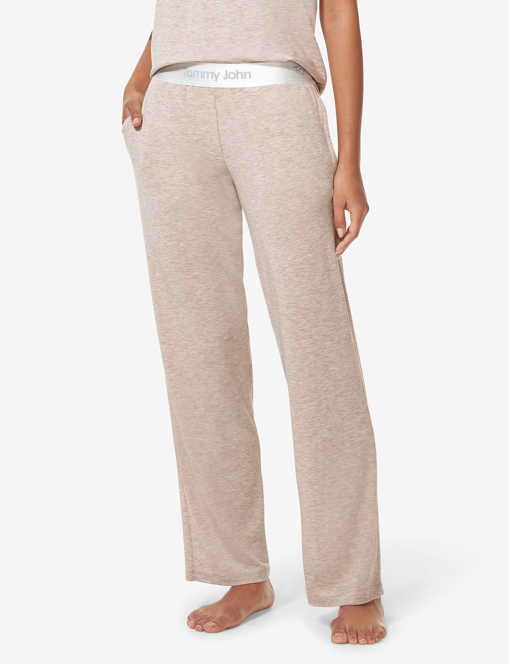 Women's Second Skin Sleep Tee & Pant Basic Set::Dove Heather