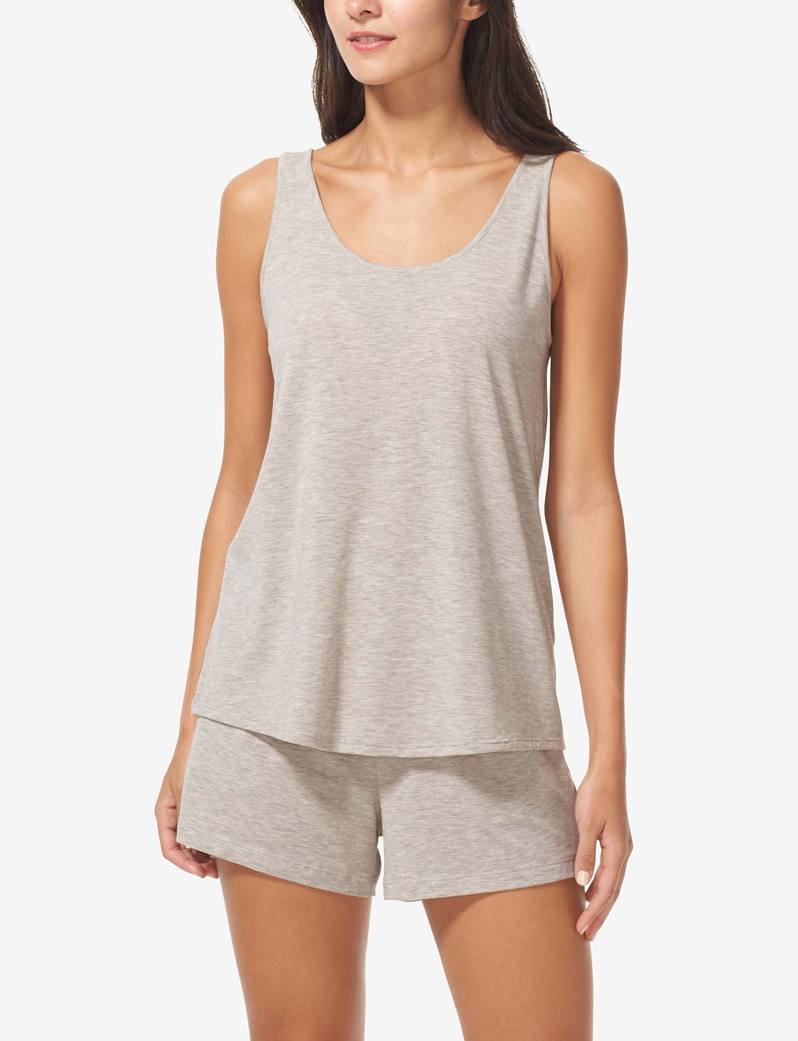 Women's Second Skin Sleep Tank & Short Basic Set::Dove Heather