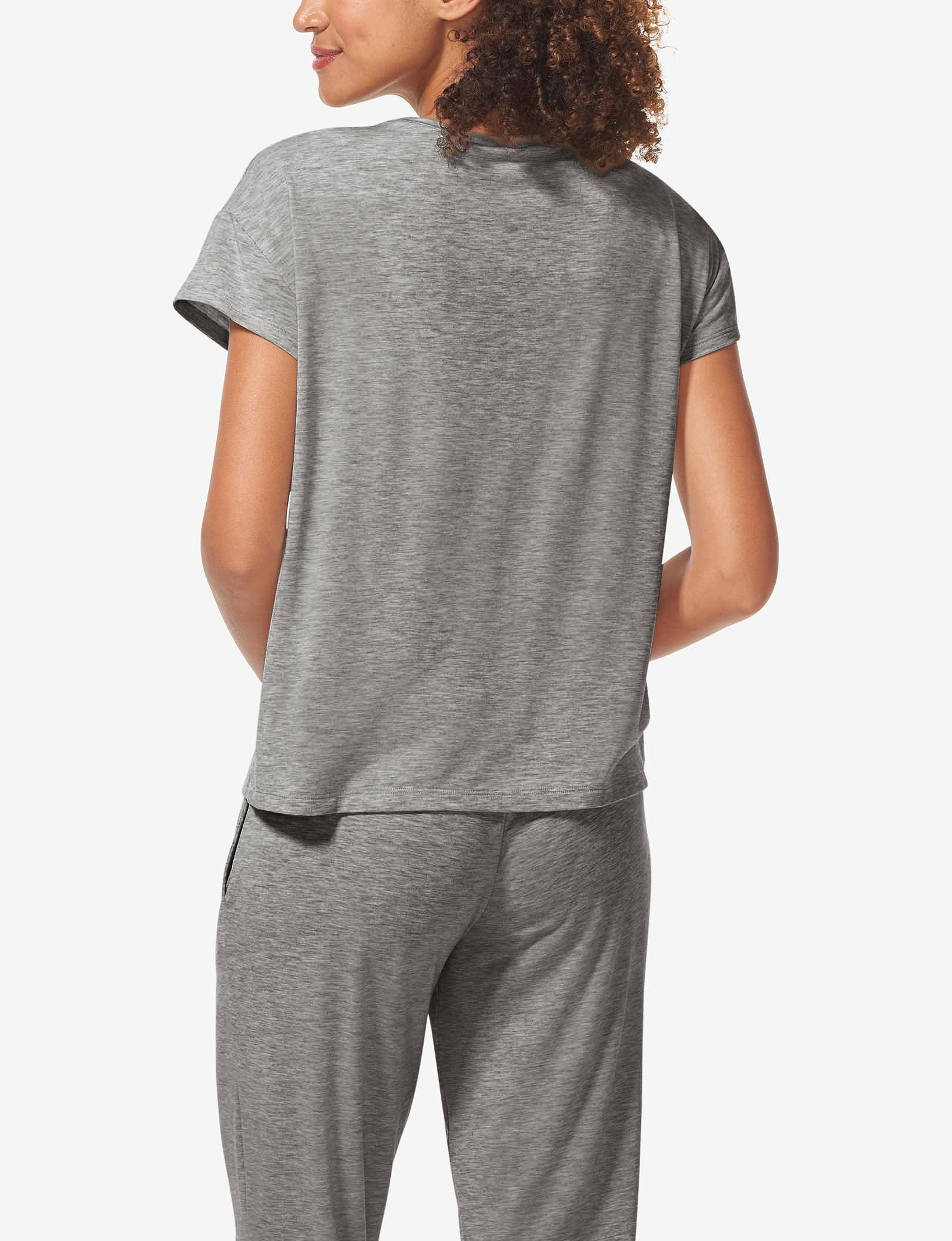 Women's Second Skin Sleep Tee & Pant Basic Set::Medium Heather Grey