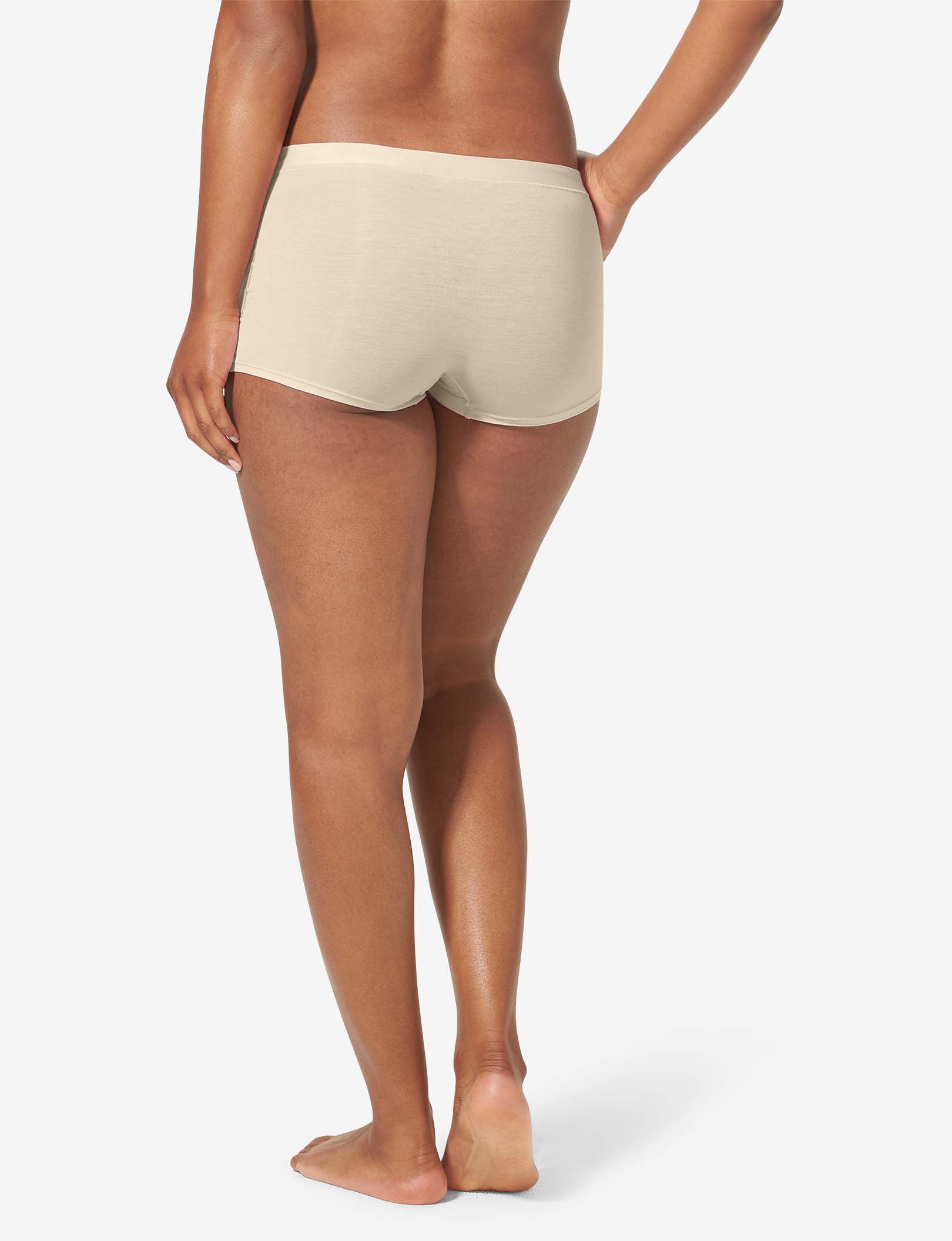 Women's Cool Cotton Boyshort::Pastel Rose Tan