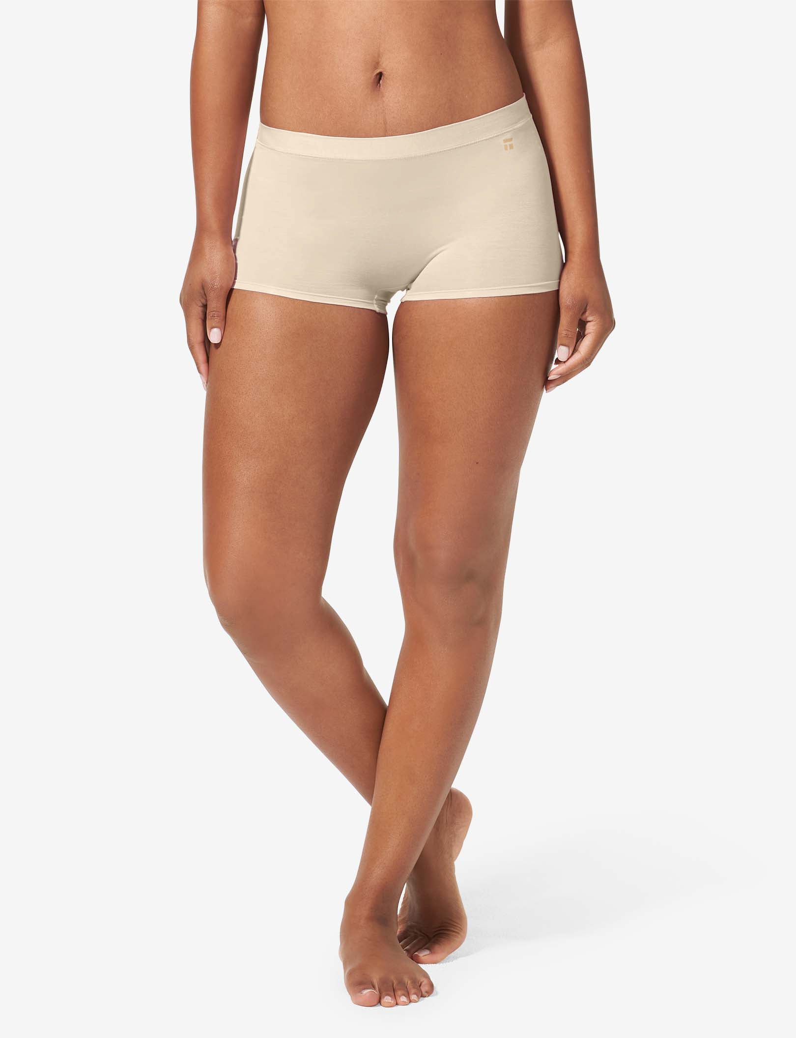 Women's Cool Cotton Boyshort::Pastel Rose Tan