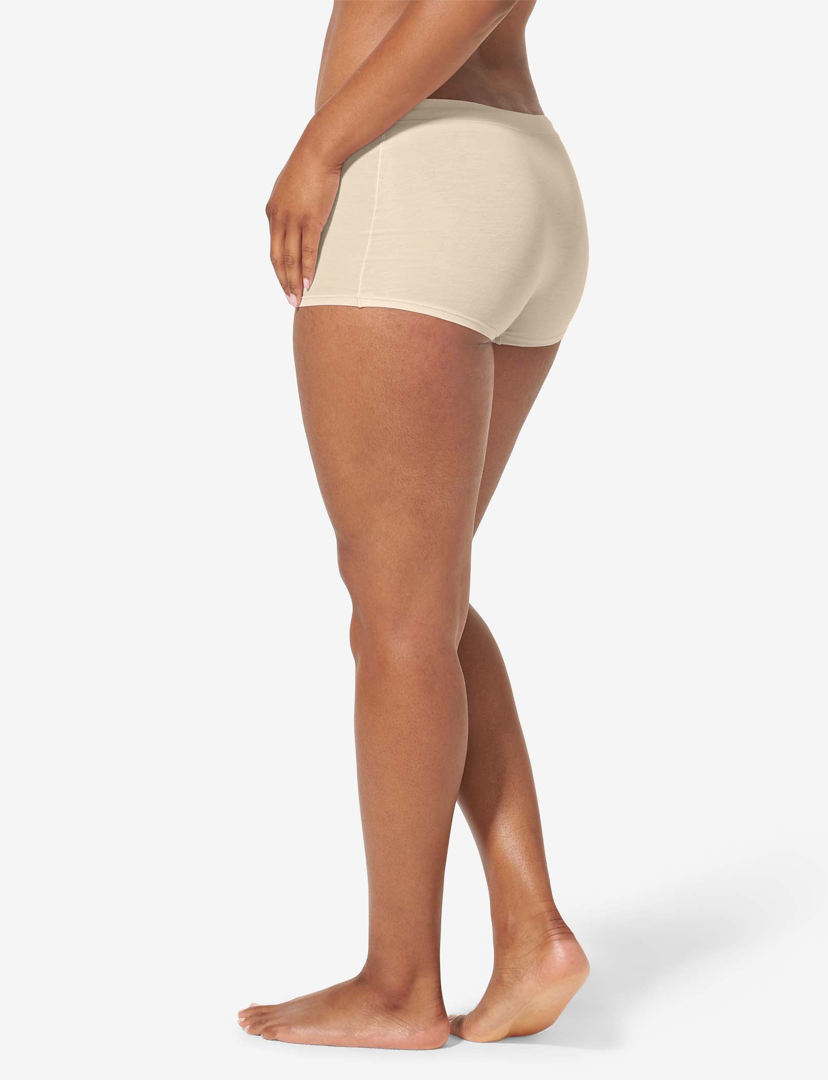 Women's Cool Cotton Boyshort::Pastel Rose Tan