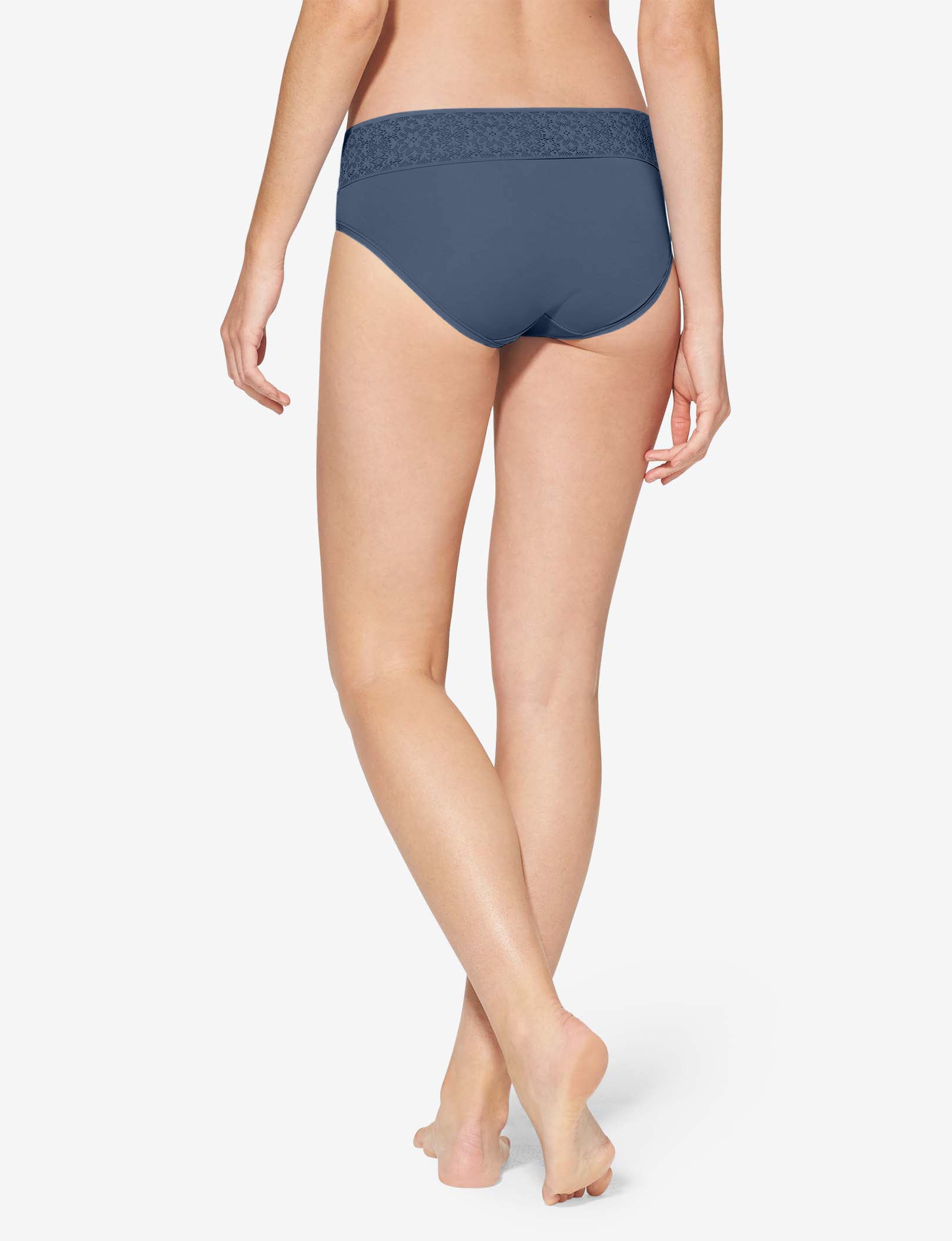 Women's Cool Cotton Brief, Lace Waist::Bering Sea Lace Waist