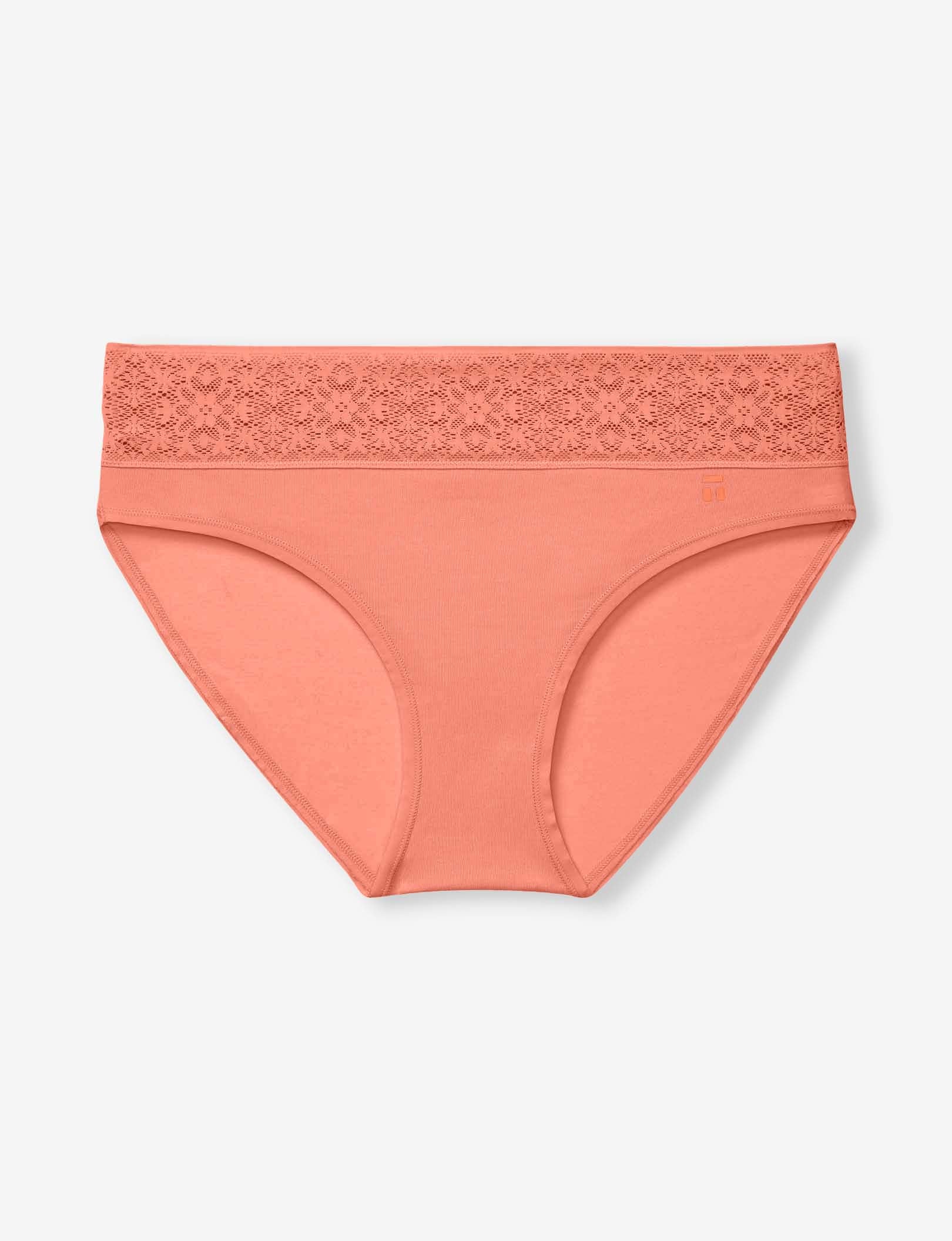 Women's Cool Cotton Brief, Lace Waist::Peach Lace Waist
