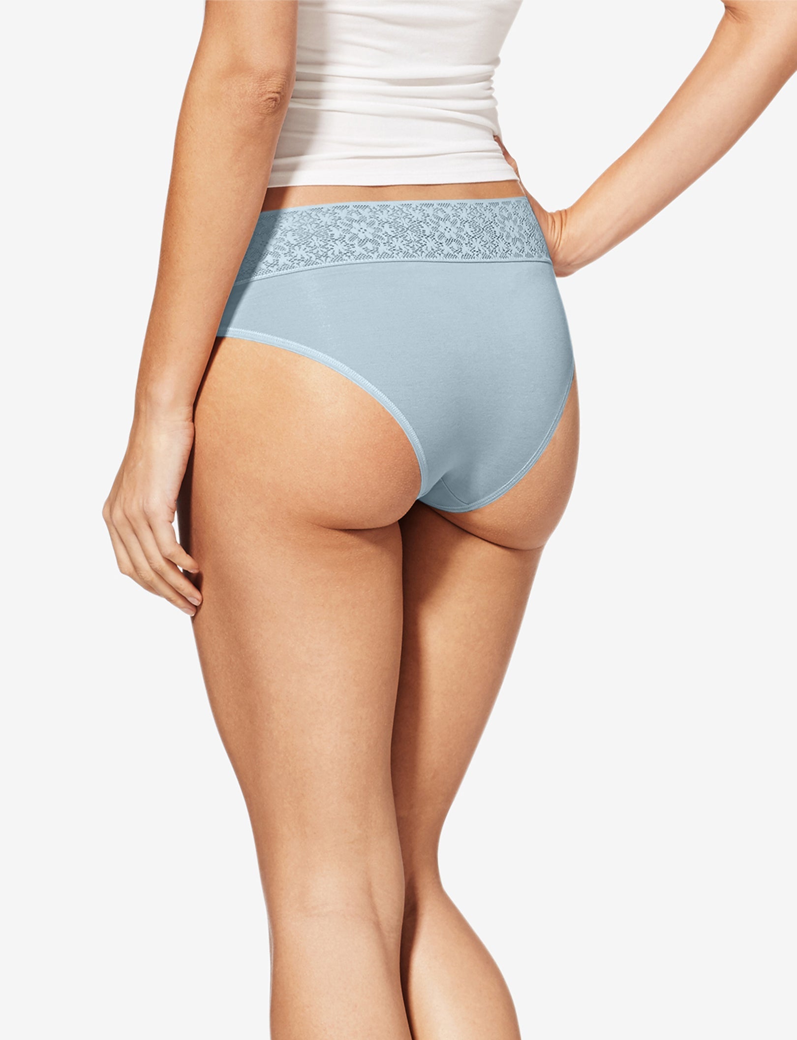 Women's Cool Cotton Cheeky, Lace Waist::Plein Air Lace Waist