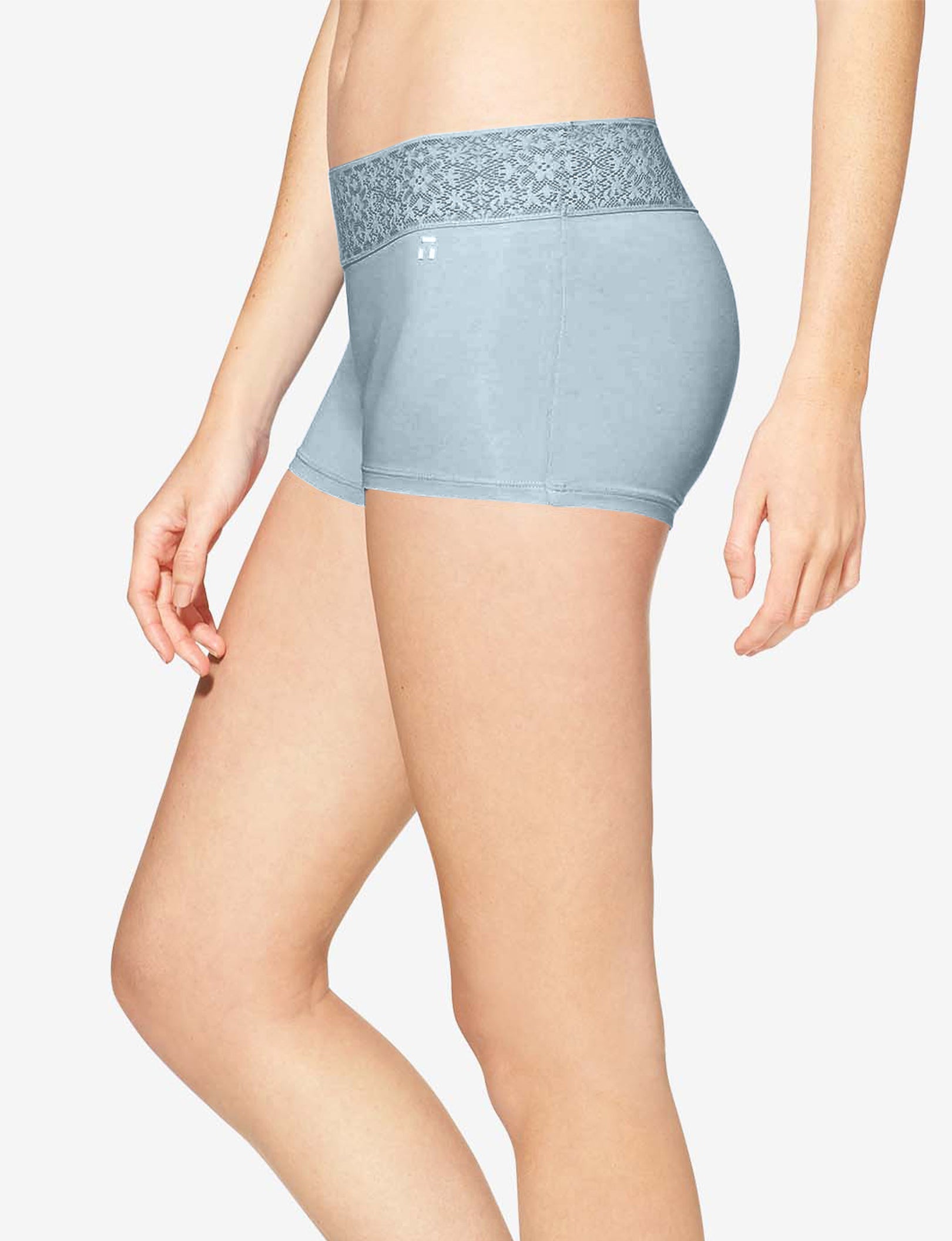 Women's Cool Cotton Boyshort, Lace Waist::Plein Air Lace Waist