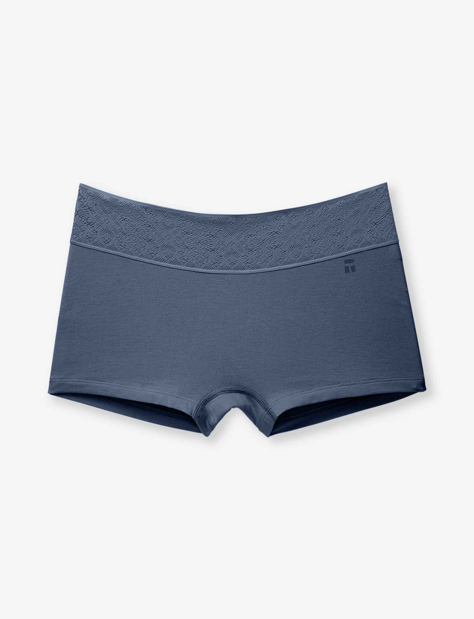 Women's Cool Cotton Boyshort, Lace Waist::Bering Sea Lace Waist