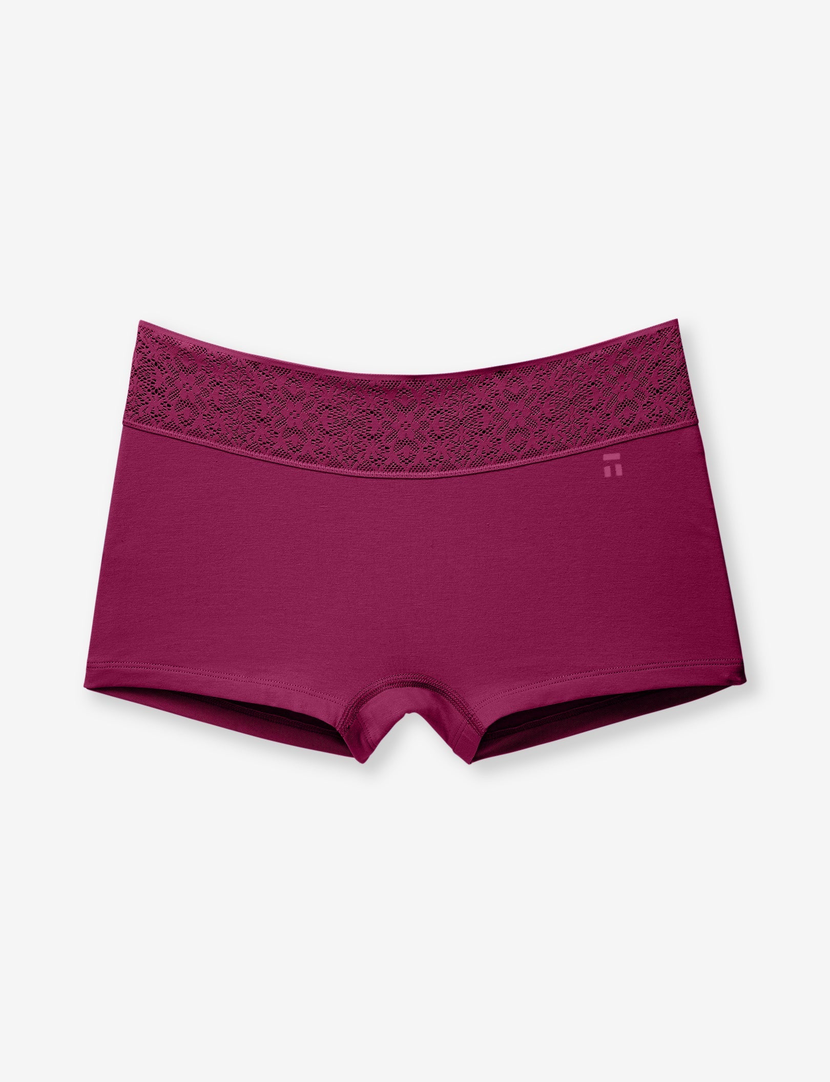 Women's Cool Cotton Boyshort, Lace Waist::Purple Potion Lace Waist
