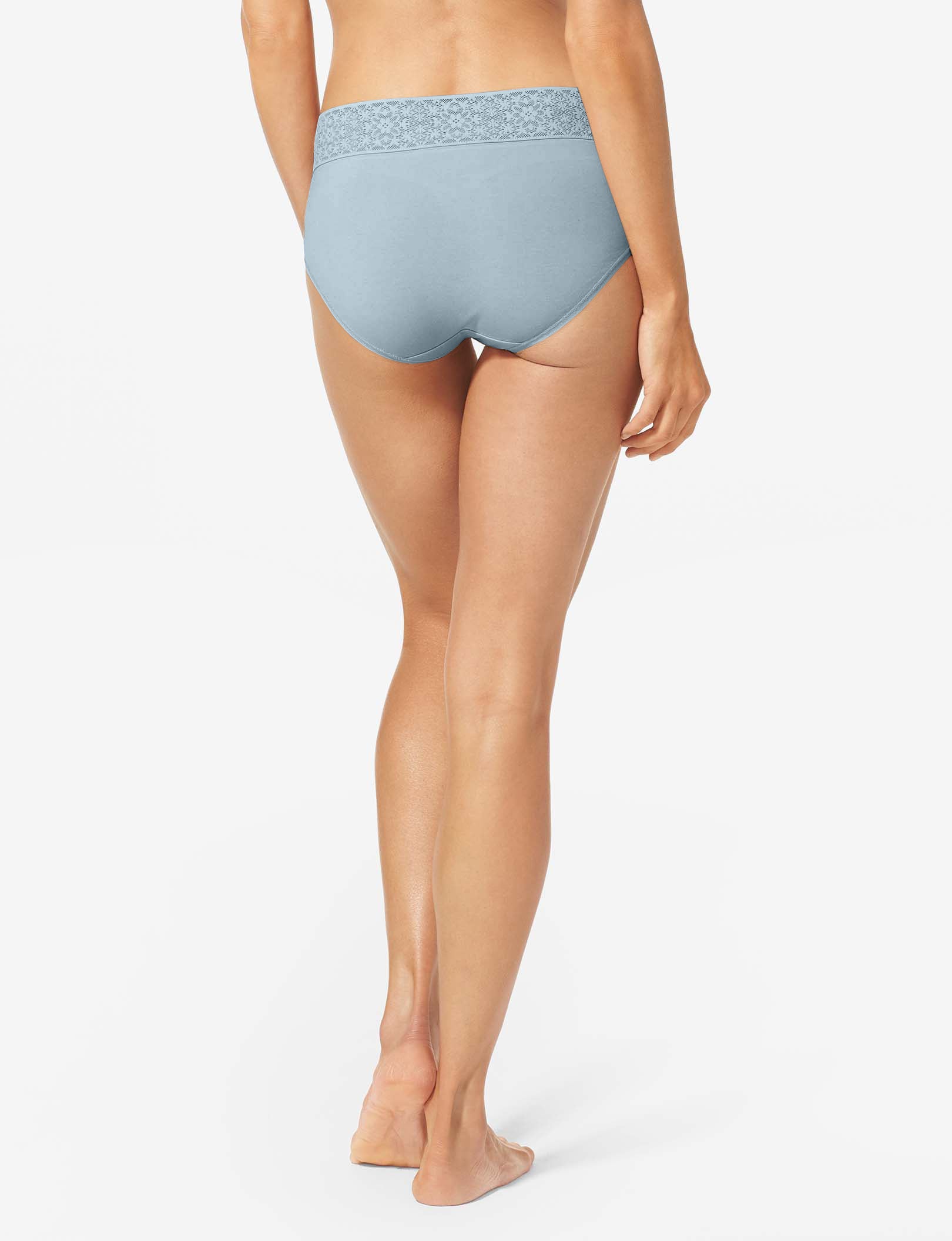 Women's Cool Cotton High Rise Brief, Lace Waist::Plein Air Lace Waist