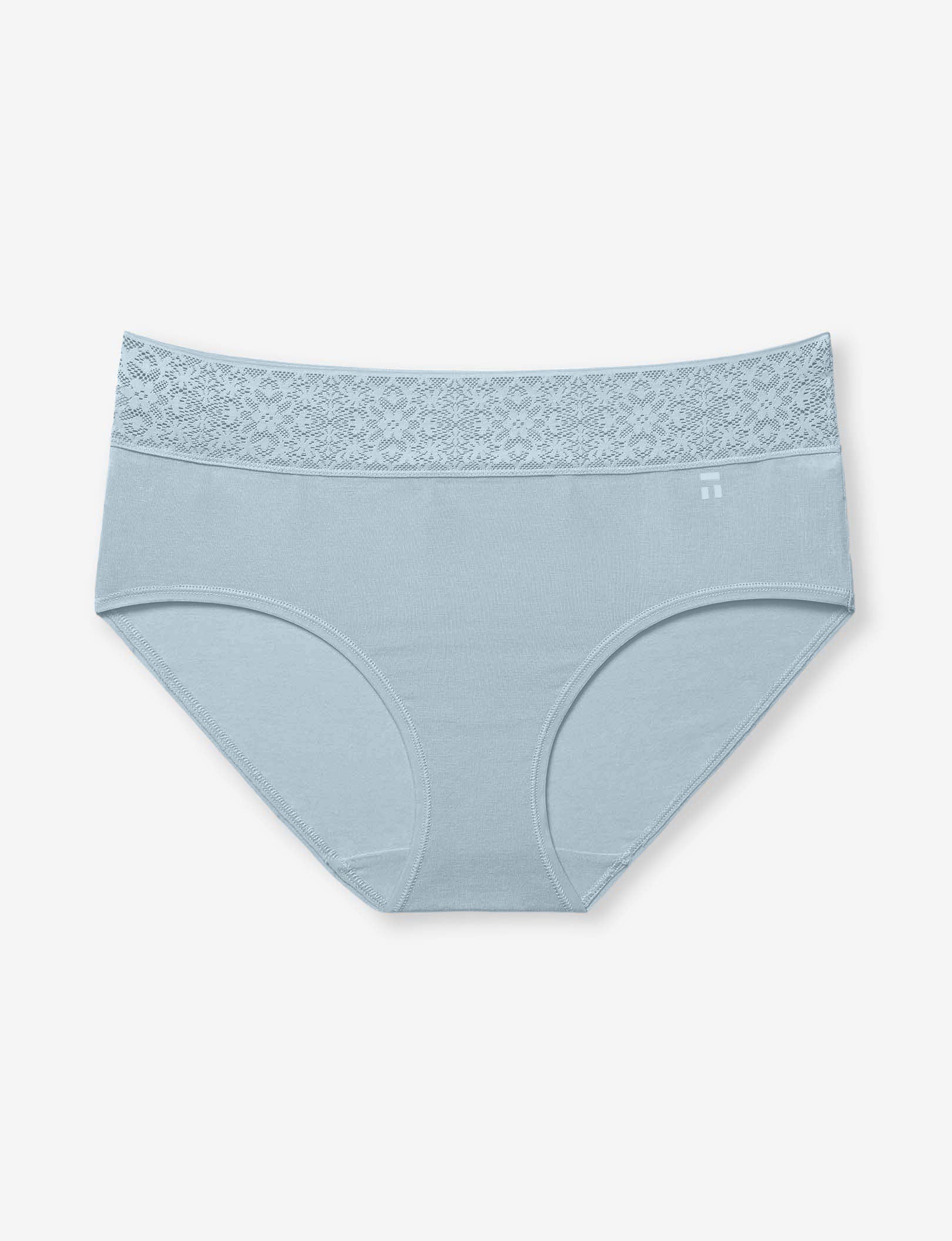 Women's Cool Cotton High Rise Brief, Lace Waist::Plein Air Lace Waist