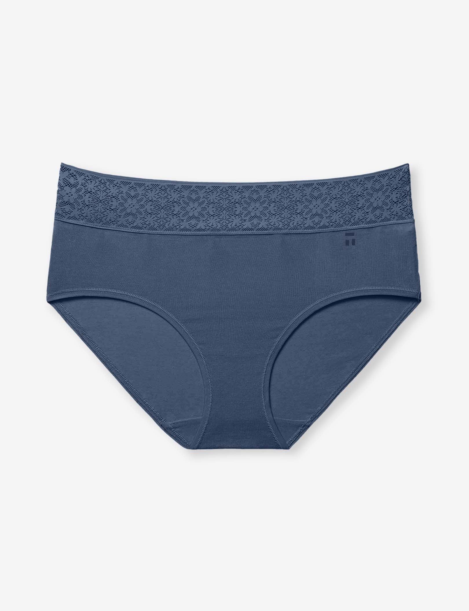 Women's Cool Cotton High Rise Brief, Lace Waist::Bering Sea Lace Waist