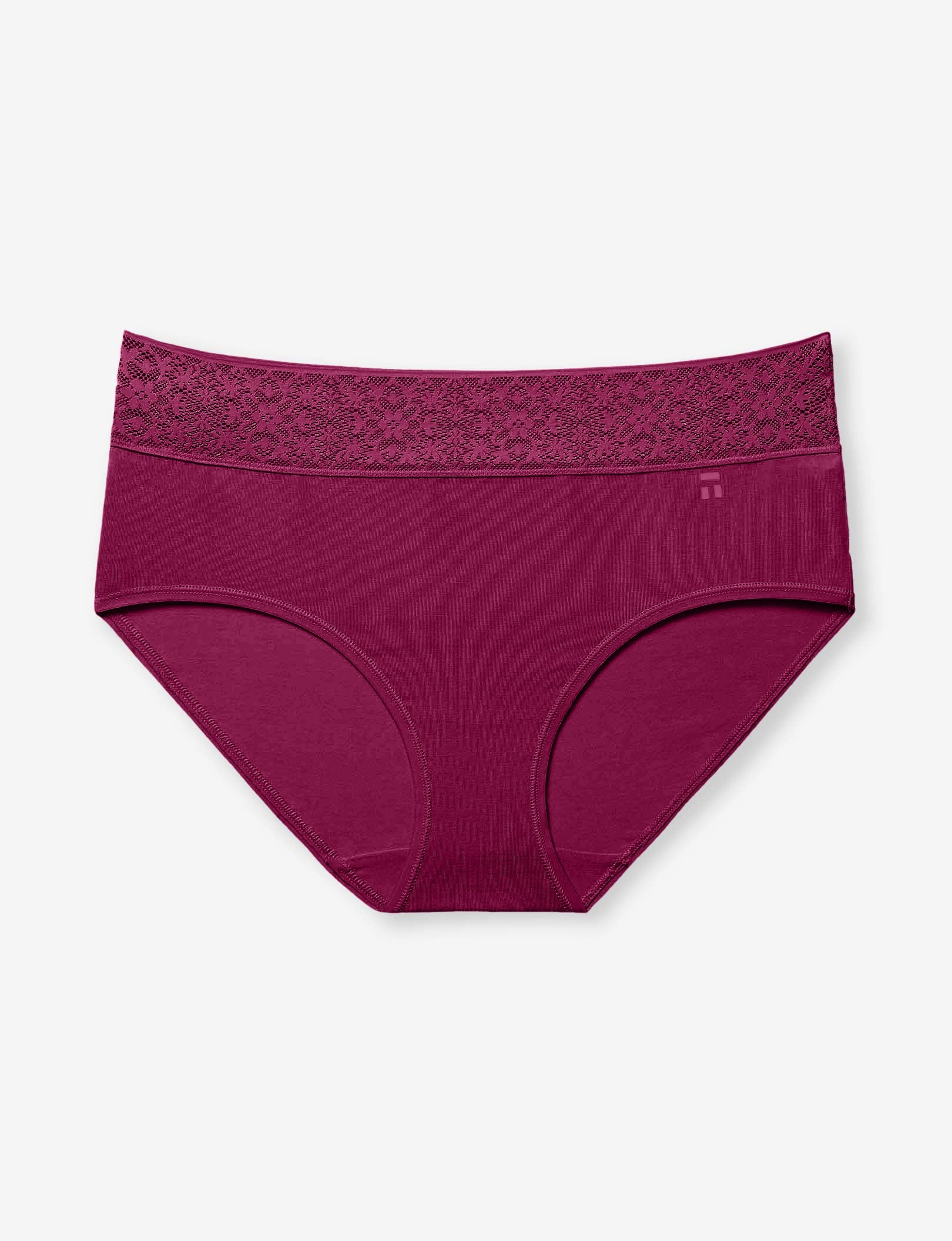 Women's Cool Cotton High Rise Brief, Lace Waist::Purple Potion Lace Waist