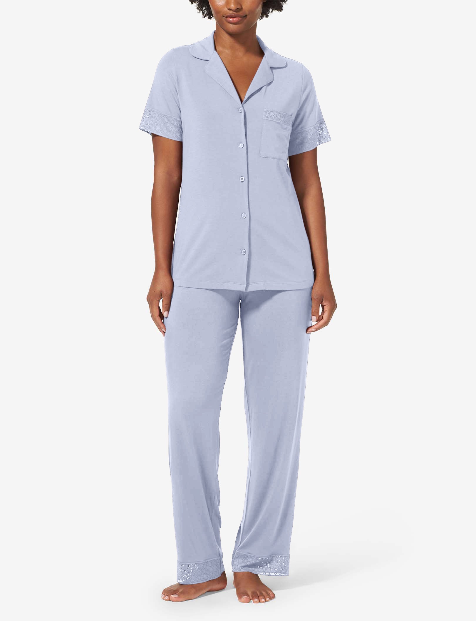 Women's Pajama Pant, Lace Trim::Kentucky Blue