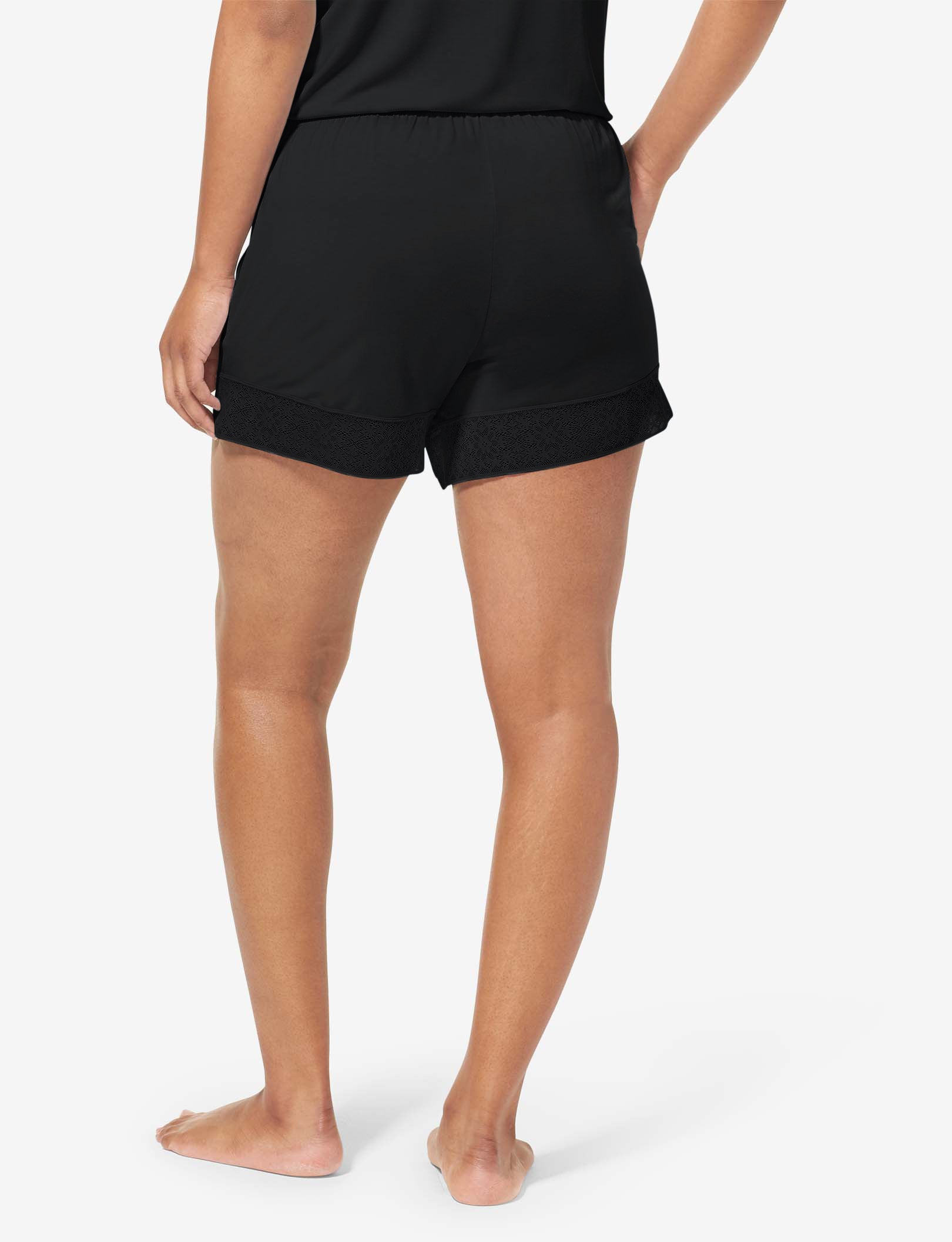 Women's Pajama Short, Lace Trim::Black