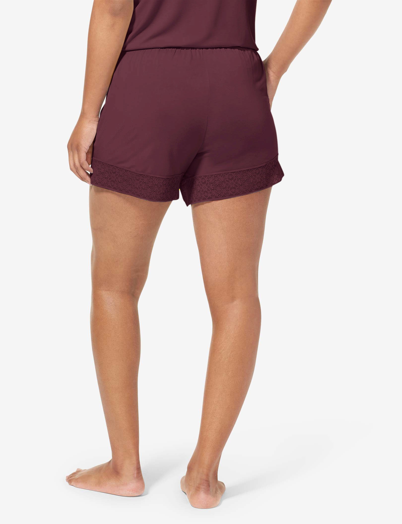 Women's Pajama Short, Lace Trim::Winetasting
