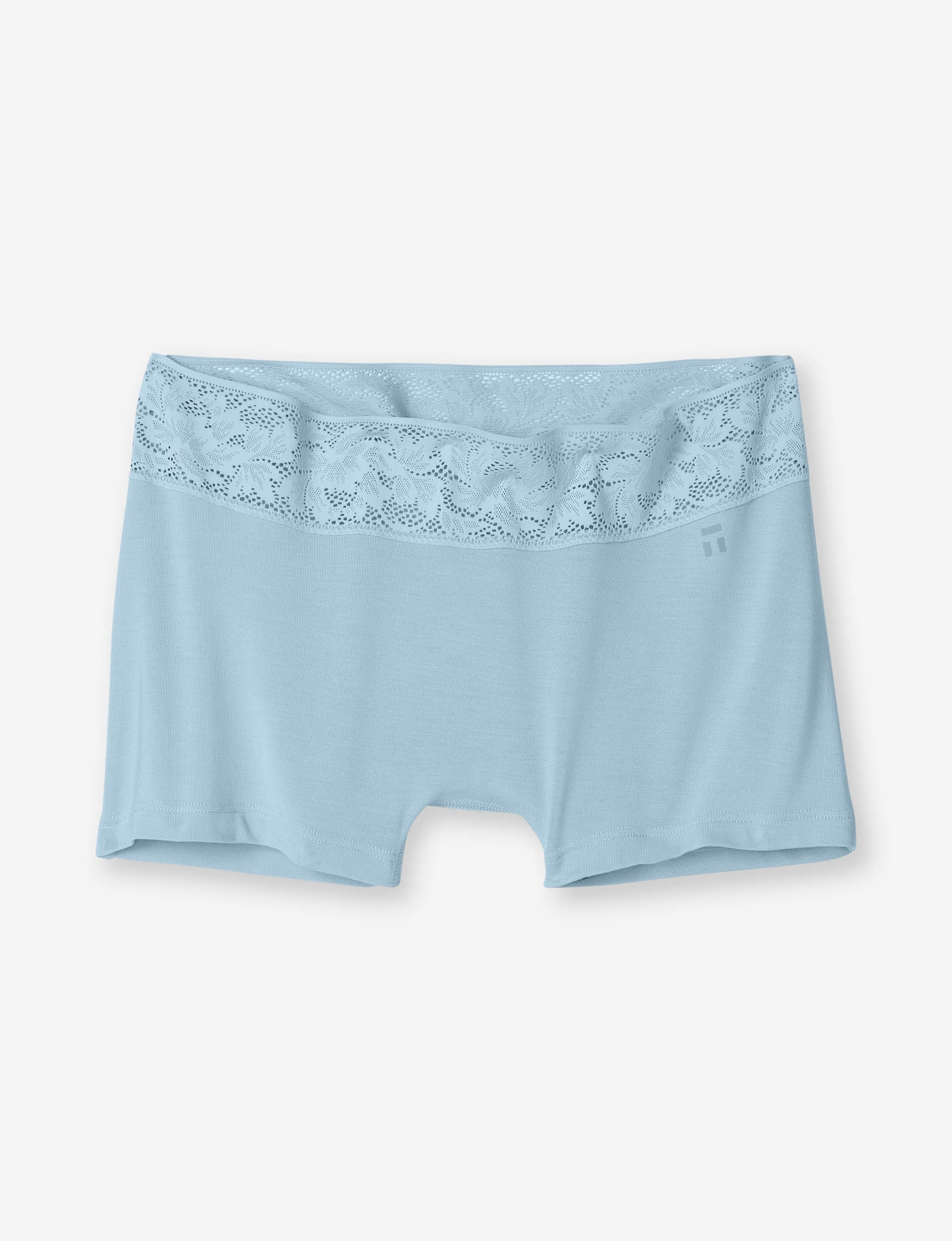 Women's Second Skin Boyshort, Lace Waist::Winter Sky Lace Waist