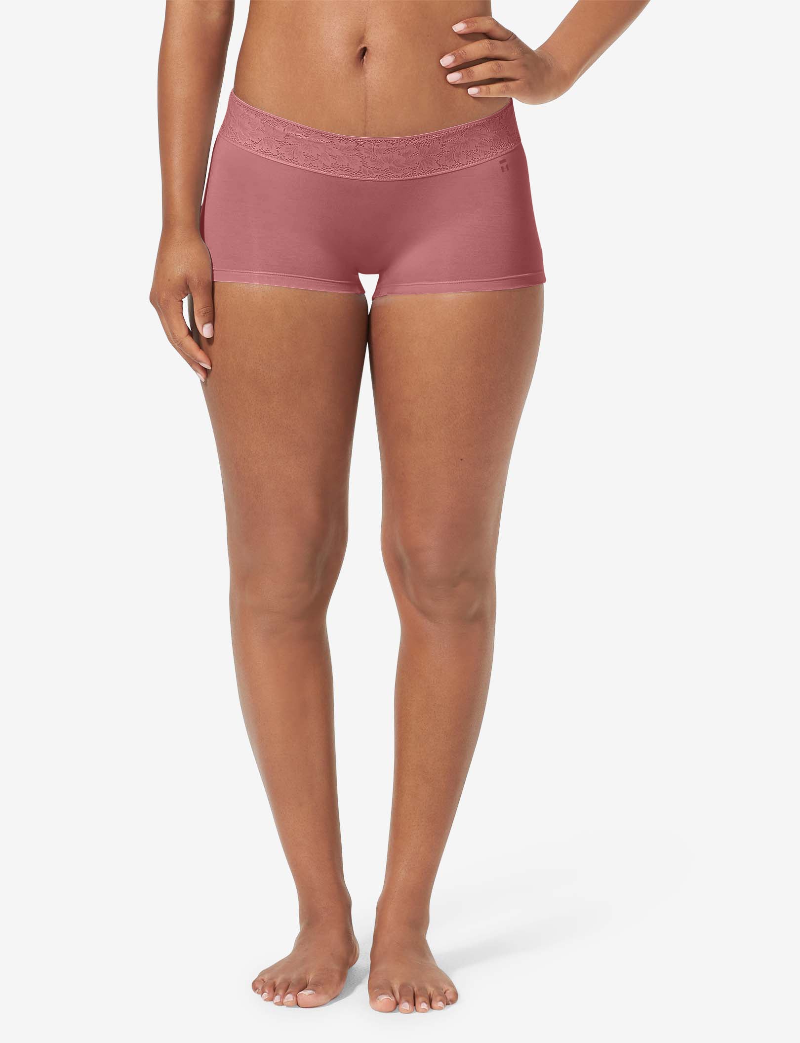 Women's Second Skin Boyshort, Lace Waist::Deco Rose Lace Waist