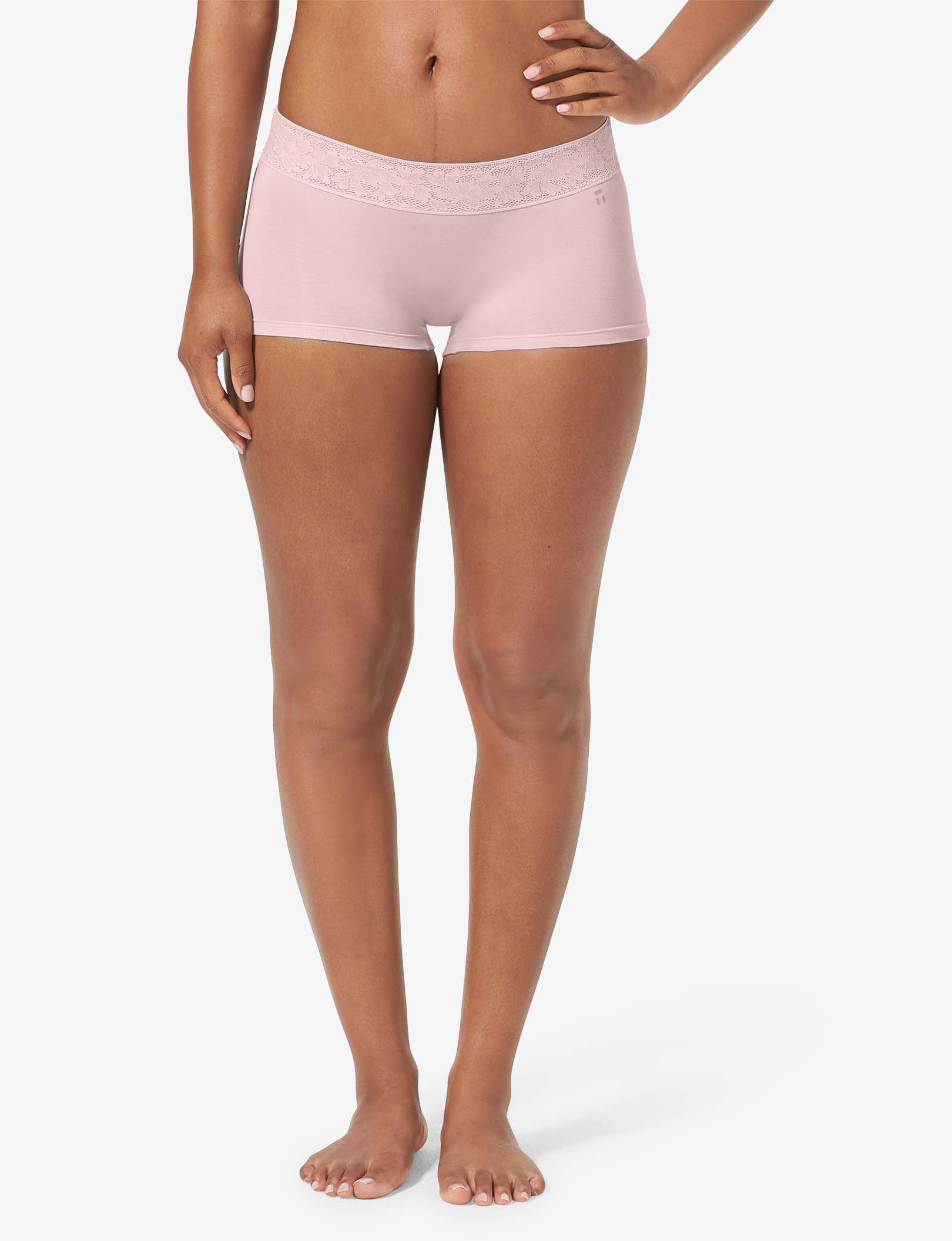 Women's Second Skin Boyshort, Lace Waist::Peachskin Lace Waist