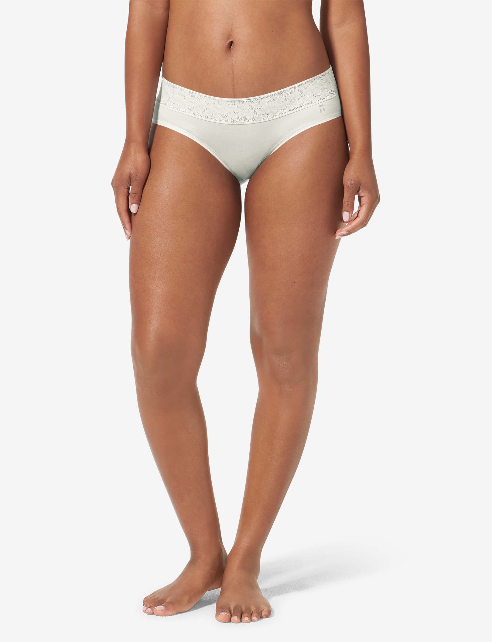 Women's Second Skin Brief, Lace Waist::Coconut Milk Lace Waist