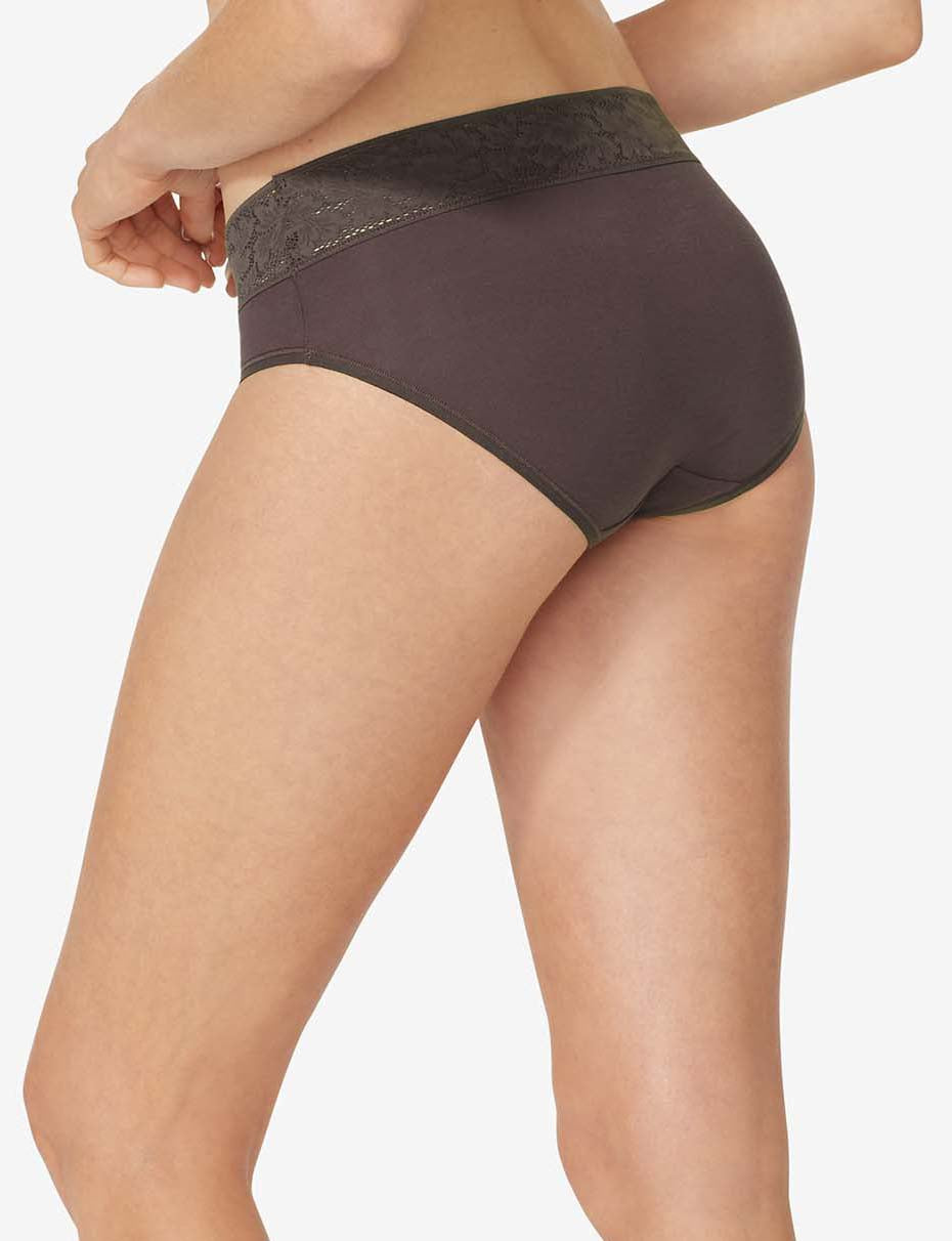 Women's Second Skin Brief, Lace Waist::Shale Lace Waist