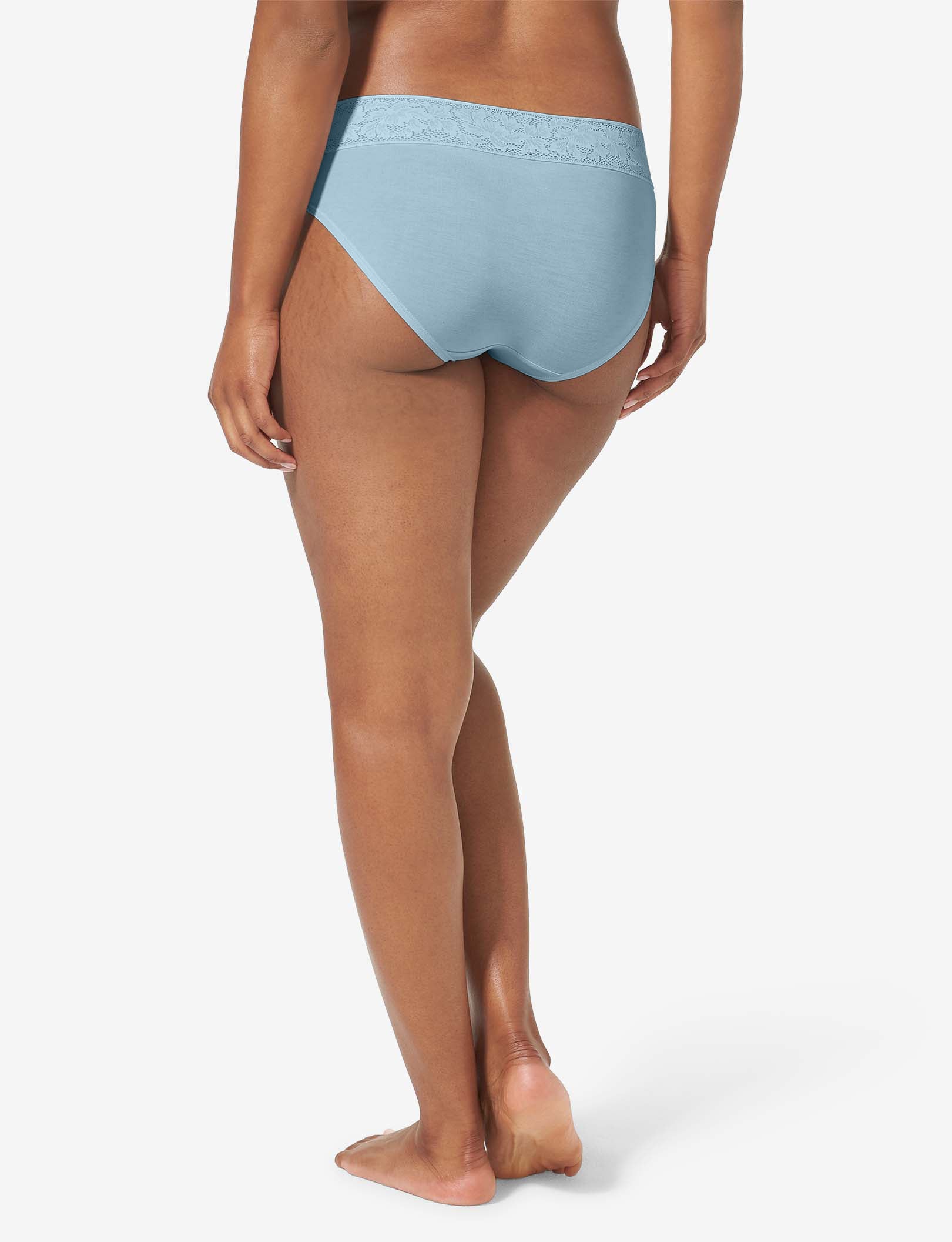 Women's Second Skin Brief, Lace Waist::Winter Sky Lace Waist