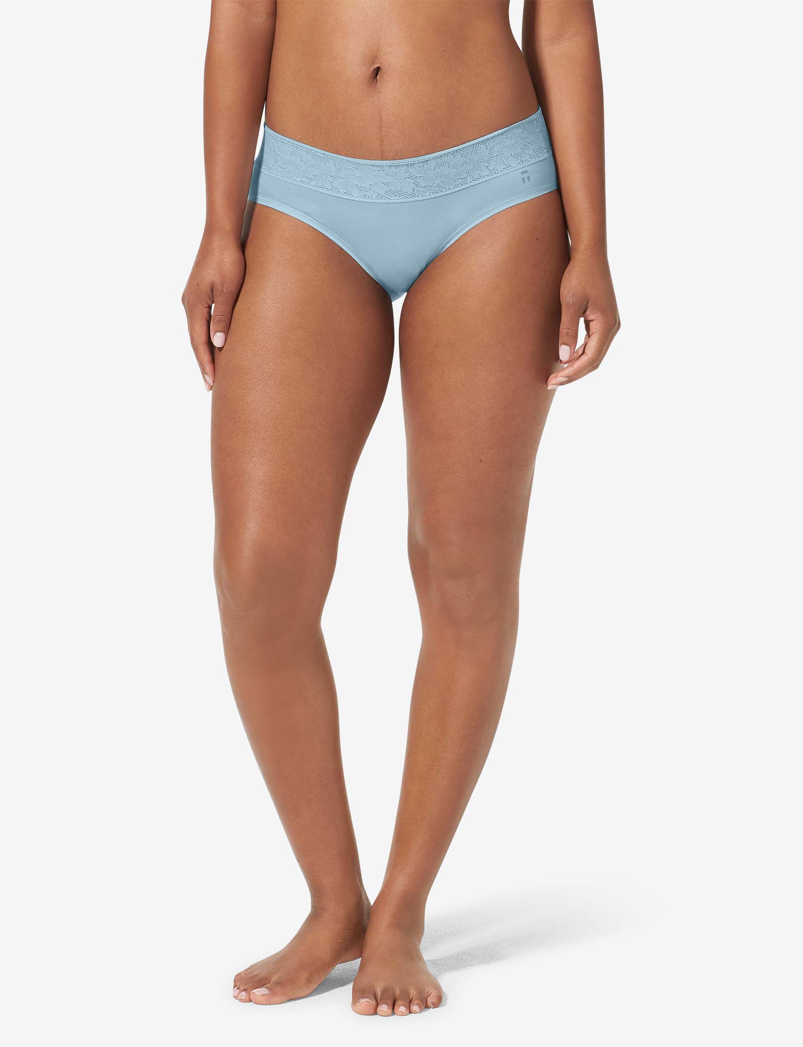 Women's Second Skin Brief, Lace Waist::Winter Sky Lace Waist