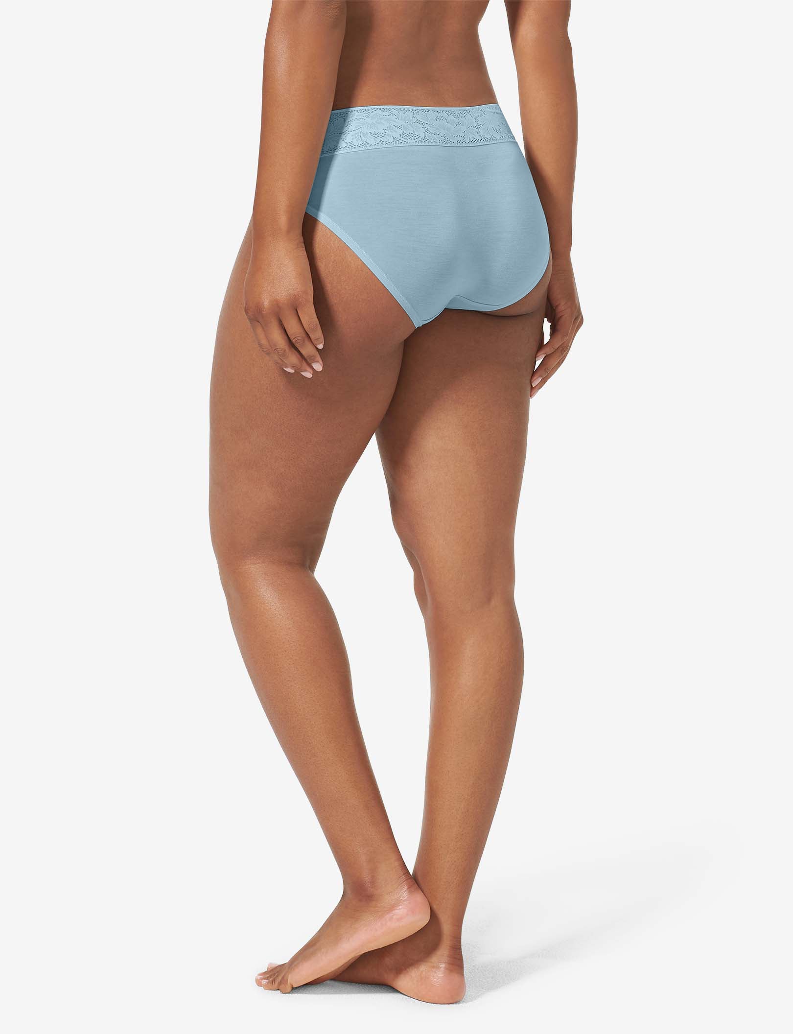 Women's Second Skin Brief, Lace Waist::Winter Sky Lace Waist