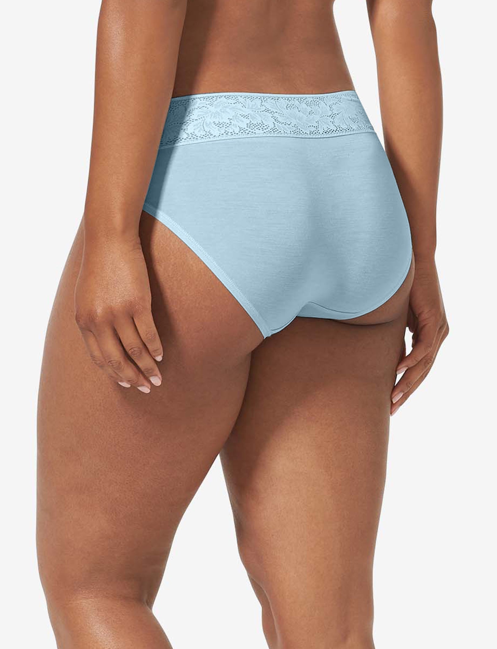Women's Second Skin Brief, Lace Waist::Winter Sky Lace Waist