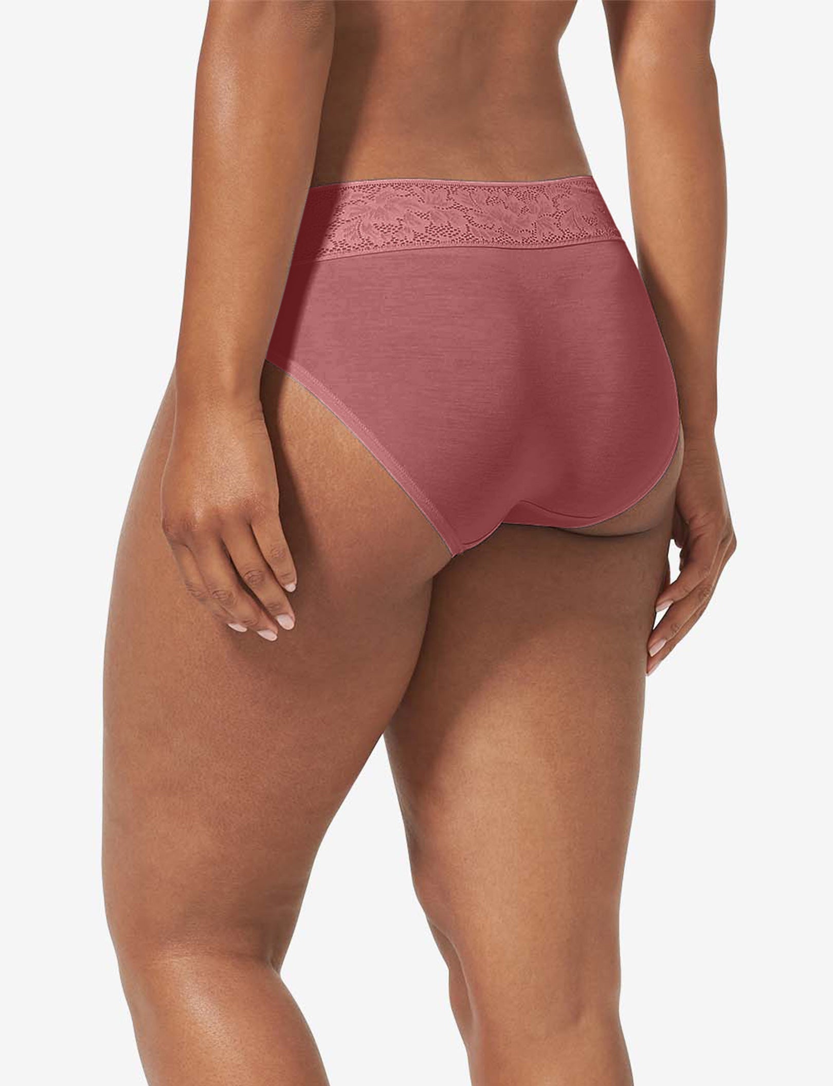 Women's Second Skin Brief, Lace Waist::Deco Rose Lace Waist