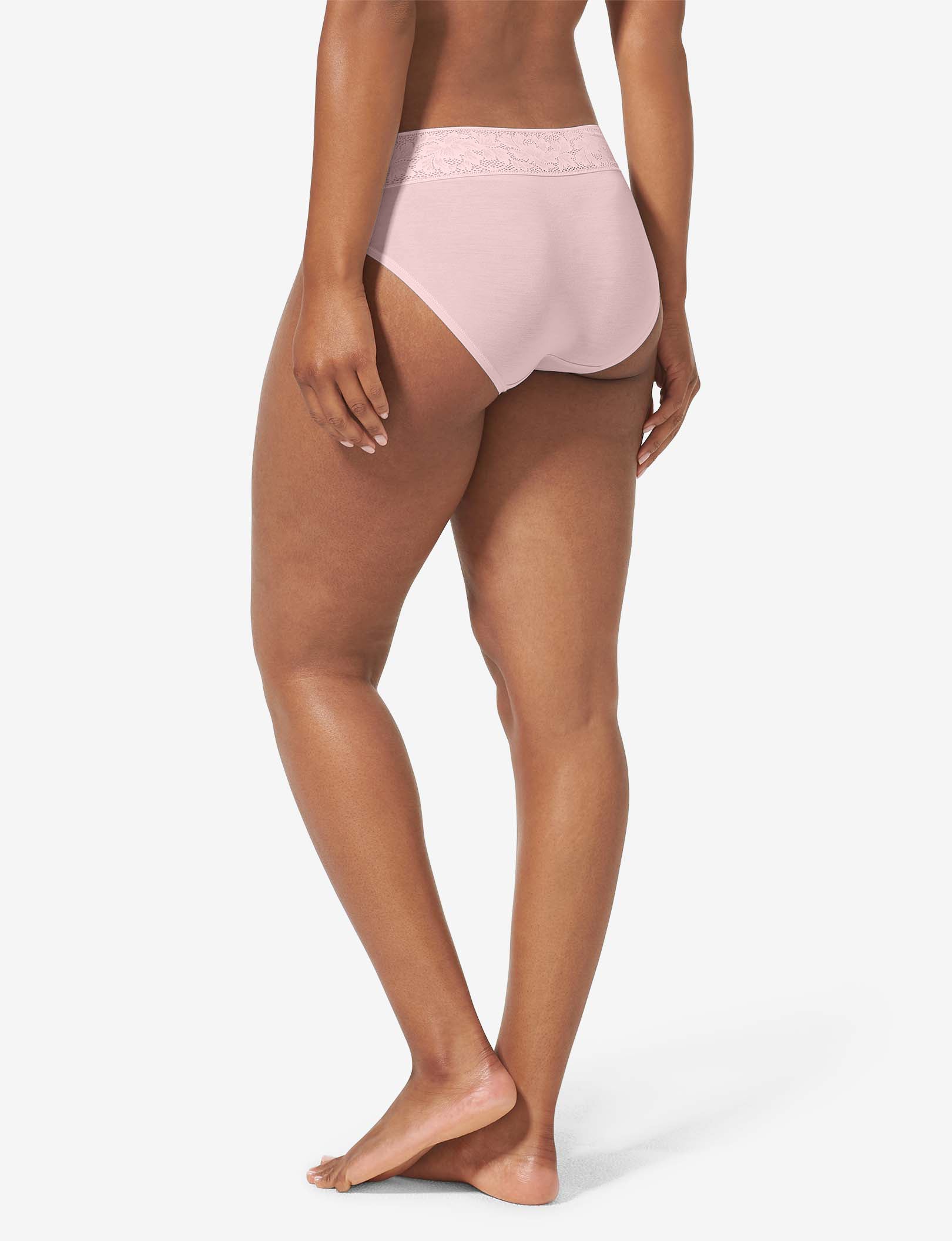 Women's Second Skin Brief, Lace Waist::Peachskin Lace Waist