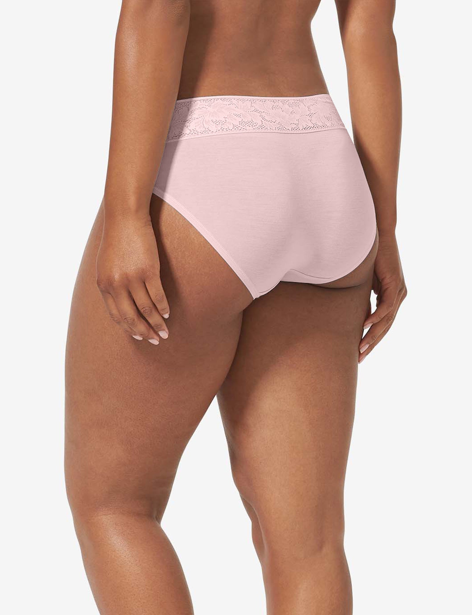 Women's Second Skin Brief, Lace Waist::Peachskin Lace Waist