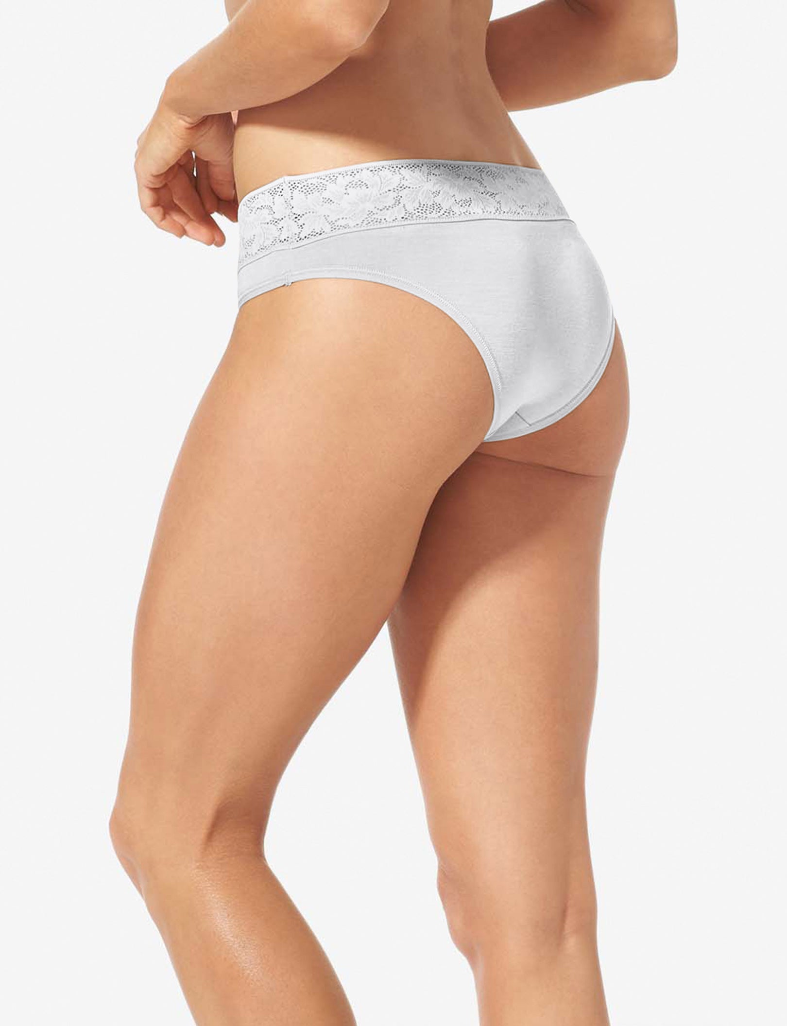 Women's Second Skin Cheeky, Lace Waist::Nimbus Cloud Lace Waist