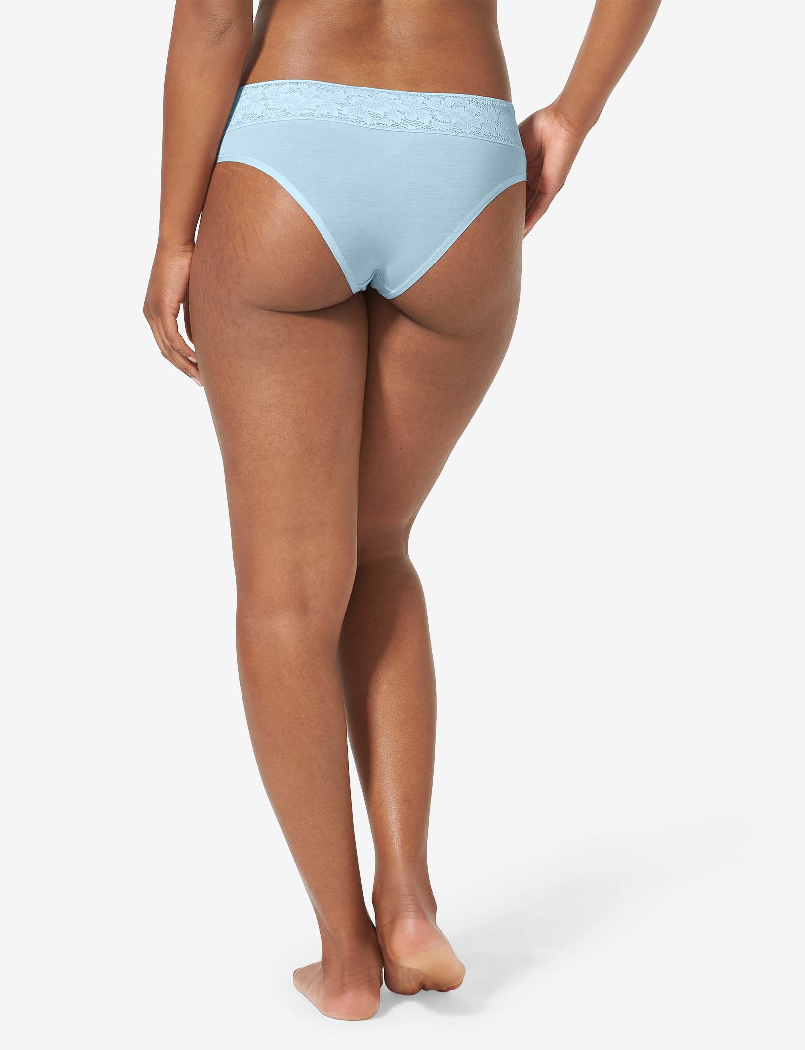 Women's Second Skin Cheeky, Lace Waist::Winter Sky Lace Waist