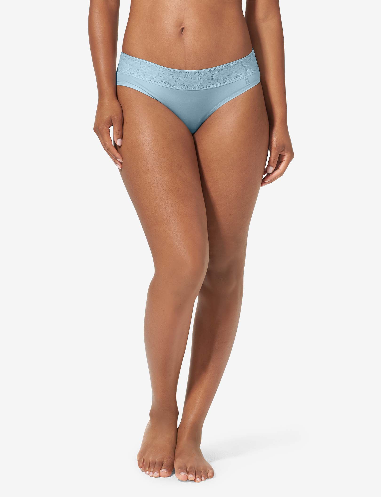 Women's Second Skin Cheeky, Lace Waist::Winter Sky Lace Waist
