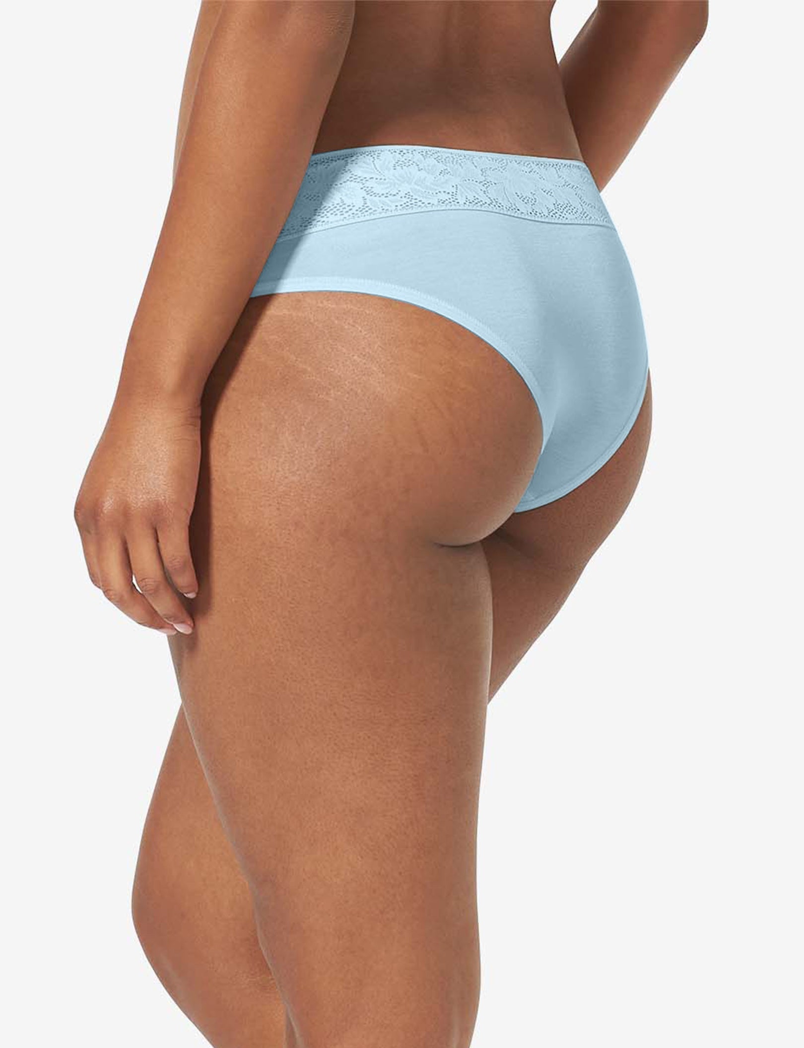 Women's Second Skin Cheeky, Lace Waist::Winter Sky Lace Waist