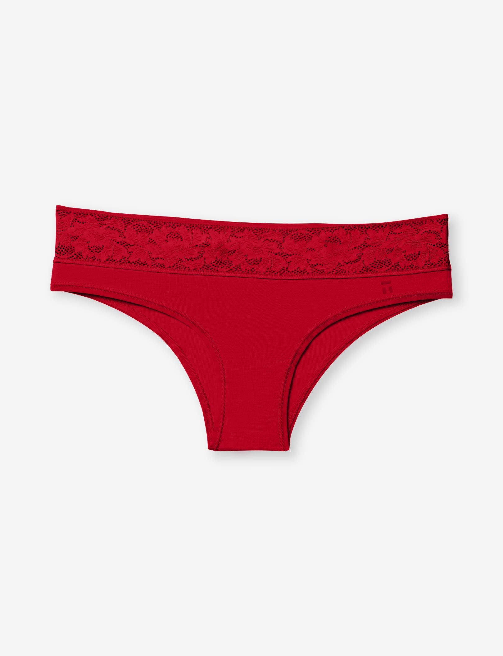 Women's Second Skin Cheeky, Lace Waist::Haute Red Lace Waist