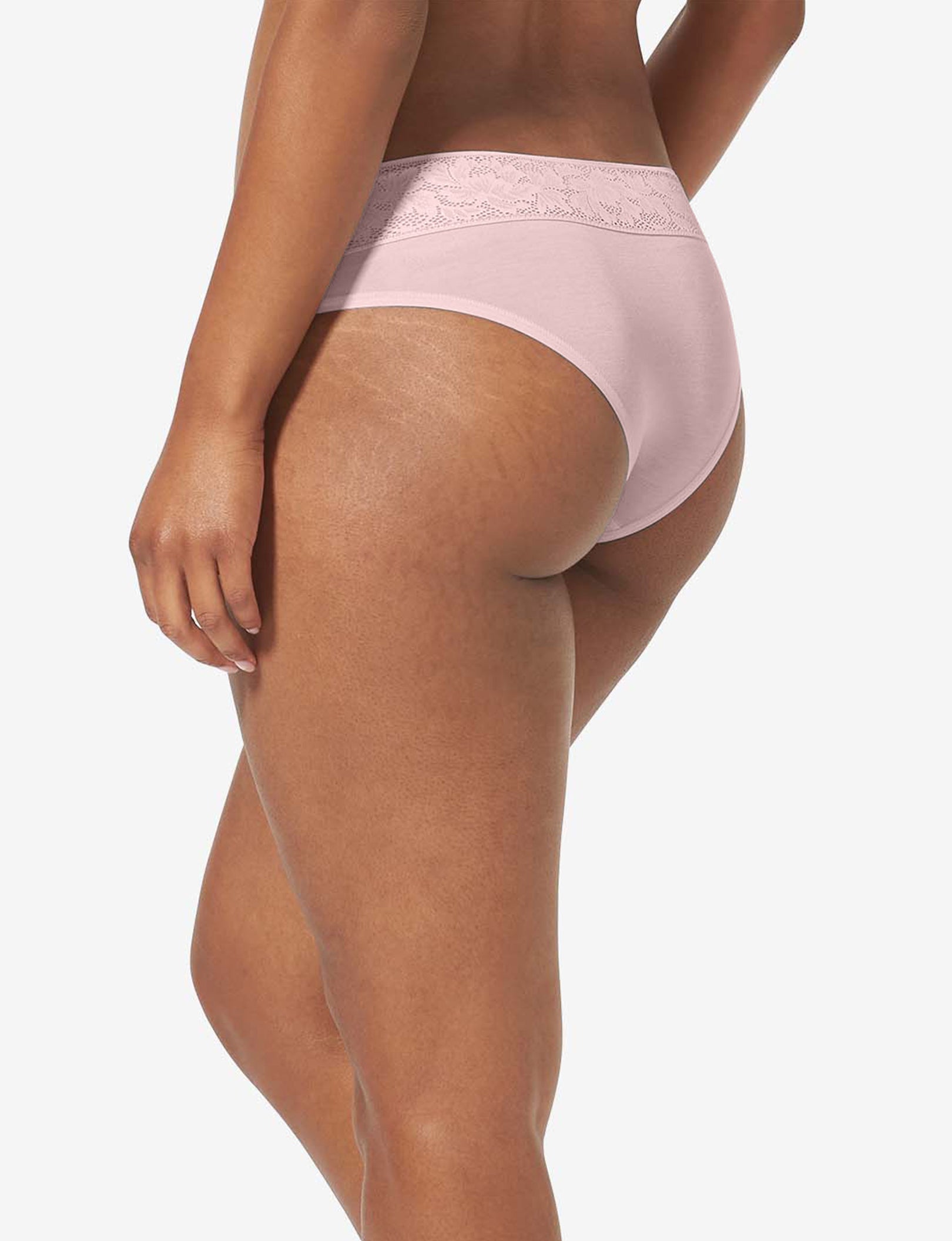 Women's Second Skin Cheeky, Lace Waist::Peachskin Lace Waist