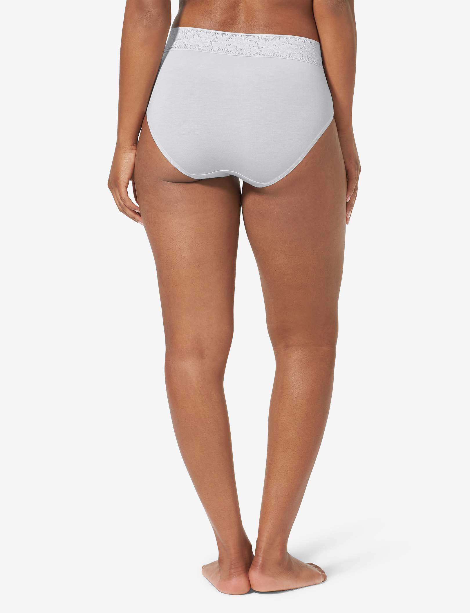 Women's Second Skin High Rise Brief, Lace Waist::Nimbus Cloud Lace Waist